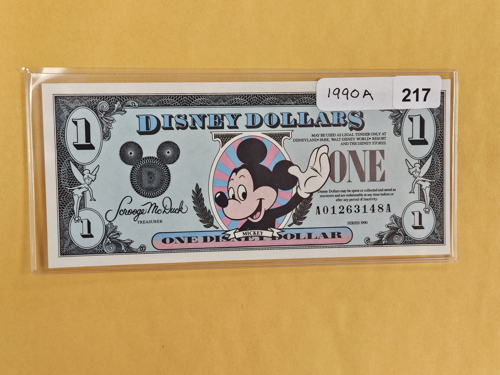 DISNEY DOLLAR!: Crisp Uncirculated 1990-A One Dollar. Mickey 