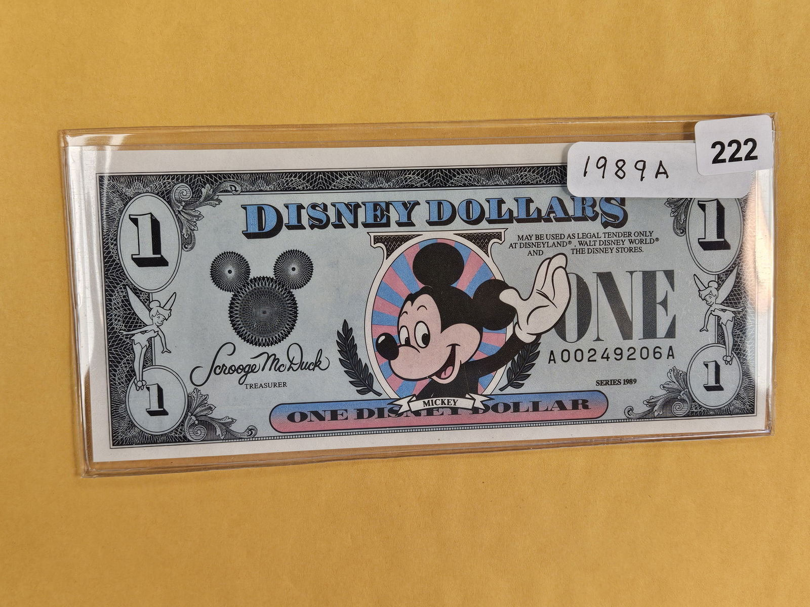 DISNEY DOLLAR!: Crisp Uncirculated 1989-A One Dollar. Mickey.