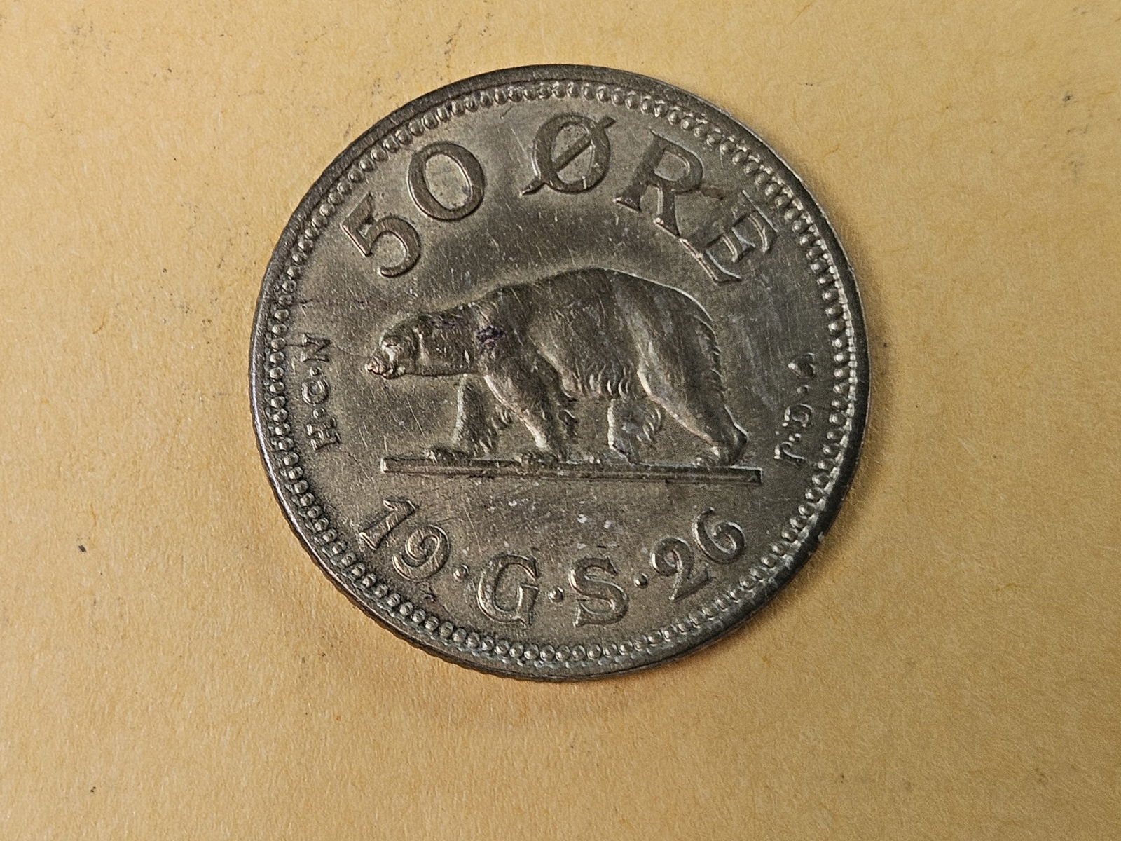 1926 Greenland 50 ore in About Uncirculated: KM 7 