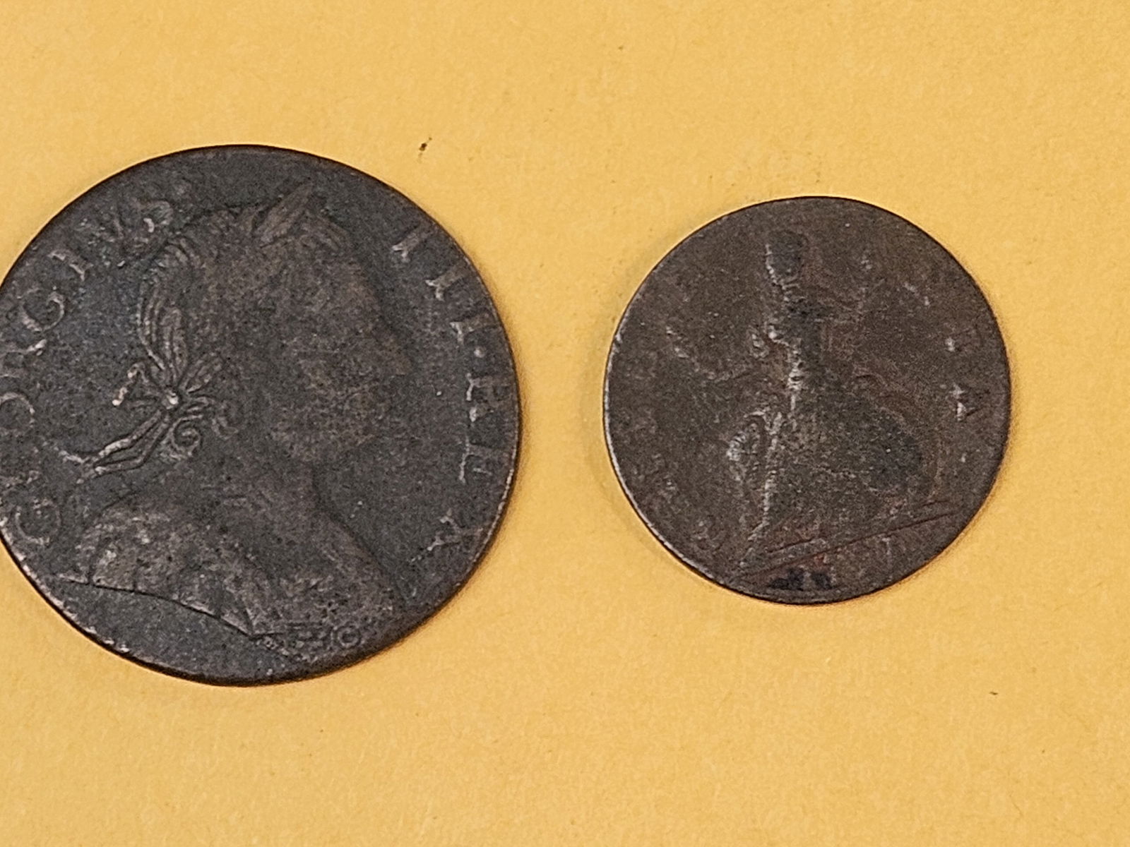 1721 and 1778 Great Britain coins: Farthing and half-penny 