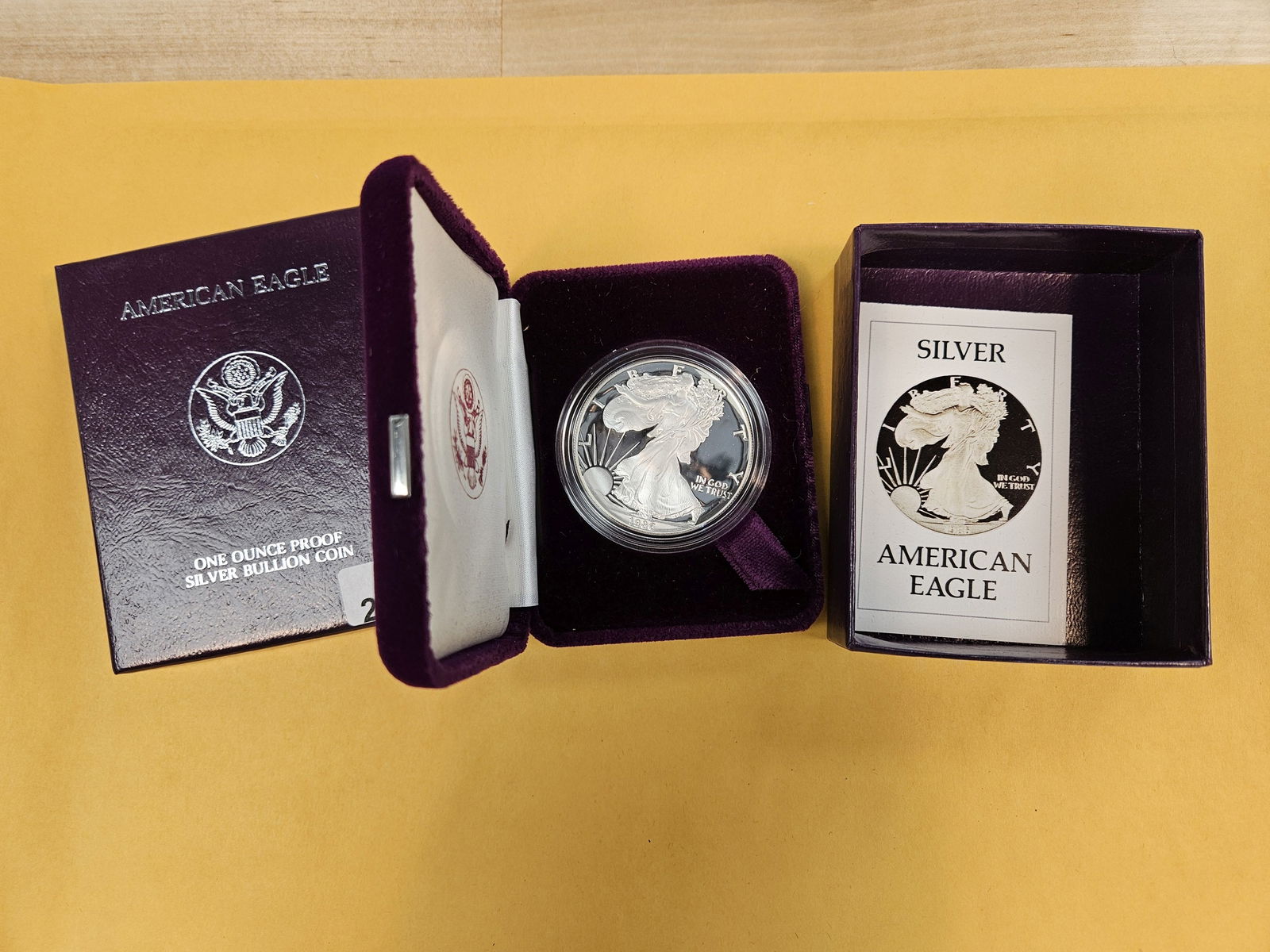 KEY DATE GEM Proof Deep Cameo 1986 American Silver Eagle: In original government packaging with Certificate of Authenticity 