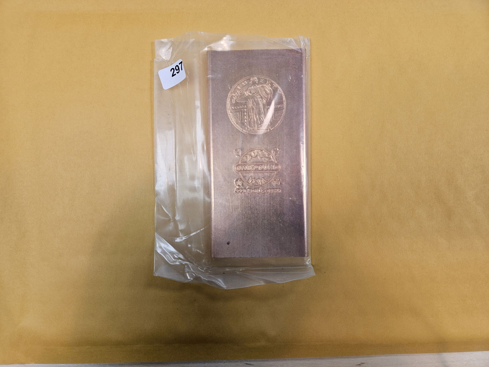 ONE POUND .999 fine Copper Bar: Liberty motif 