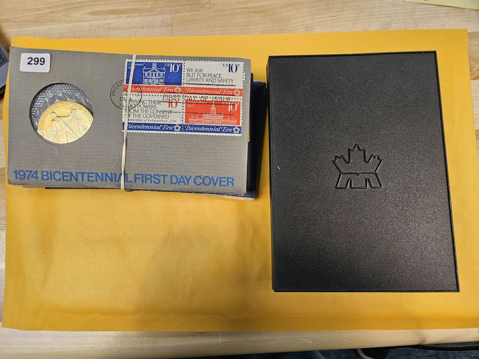 Hodge-Podge Lot: Fifteen Bicentennial First Day covers with Bronze Medals in each and a 1987 Canada Silver Proof set in OGP 