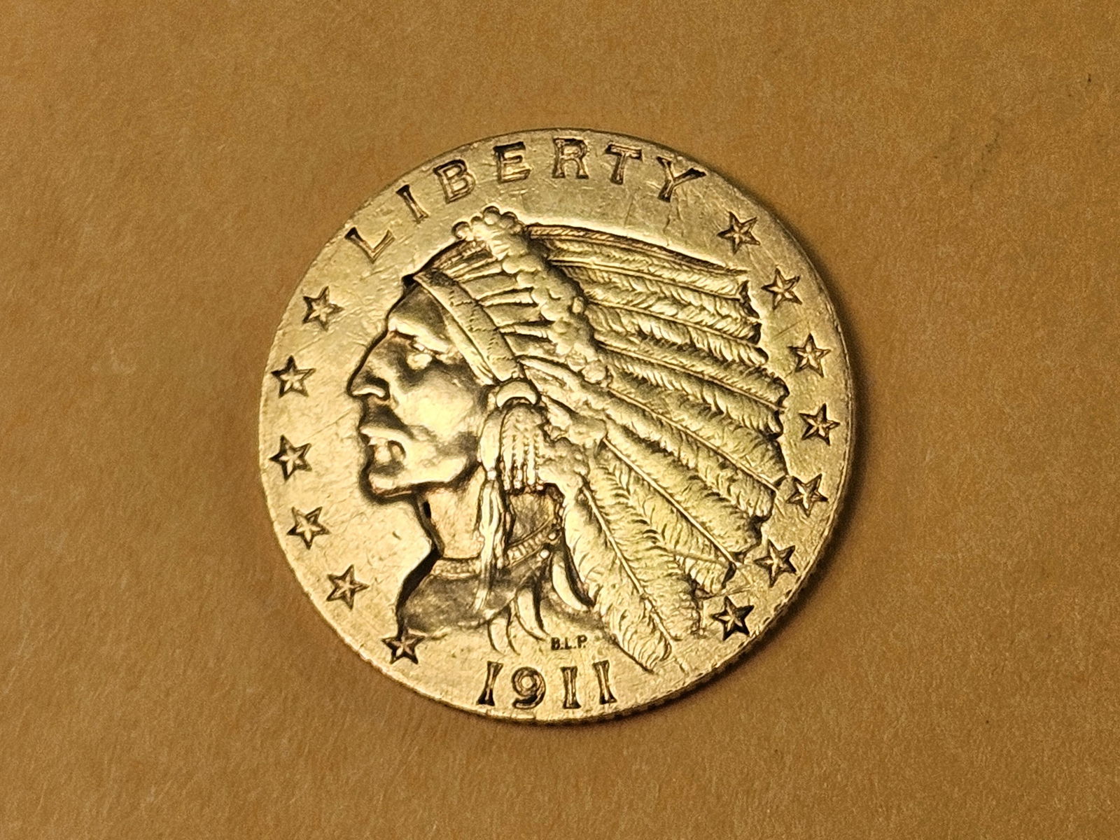 GOLD! Brilliant About Uncirculated 1911 Gold Indian Head $2.5 Dollars (1 of 5)