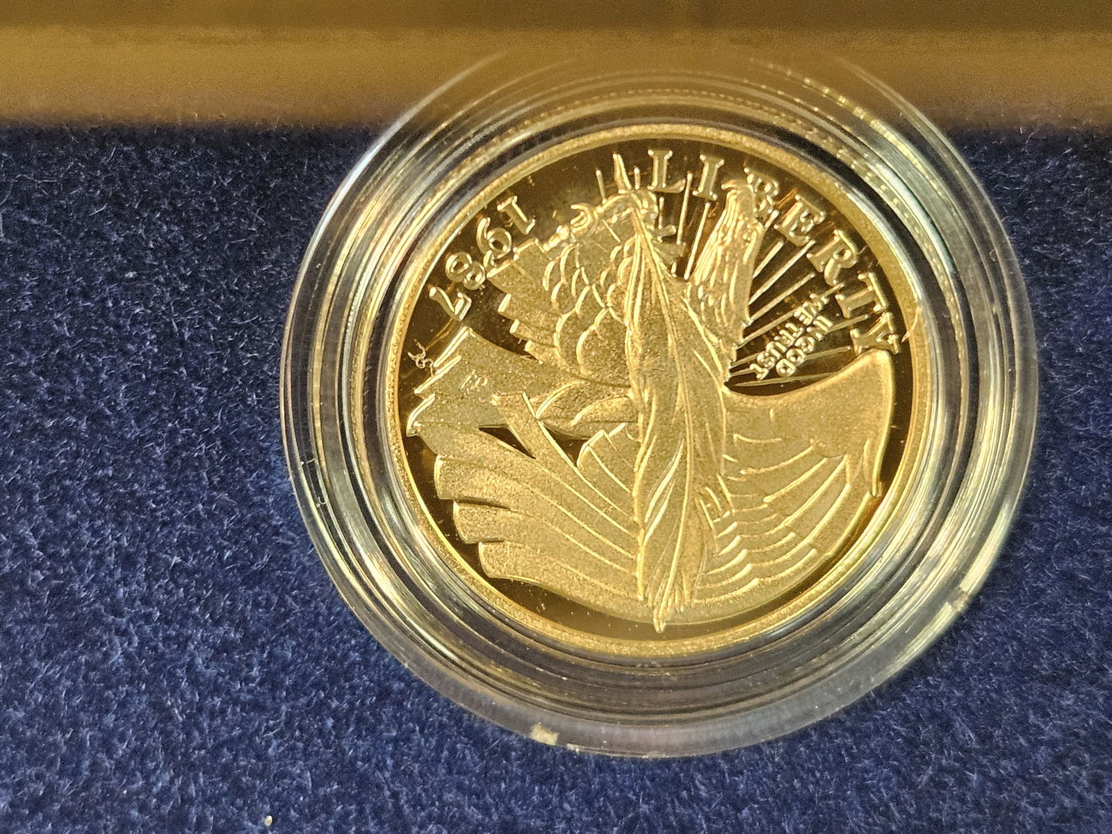 GOLD! GEM Proof Deep Cameo 1987 Gold Five Dollar Commemorative 2-Coin Set: In original government packaging with certificate of authenticity! The $5.00 coin contains .2419 oz. of Gold. The dollar contains .7734 oz. of Silver. 