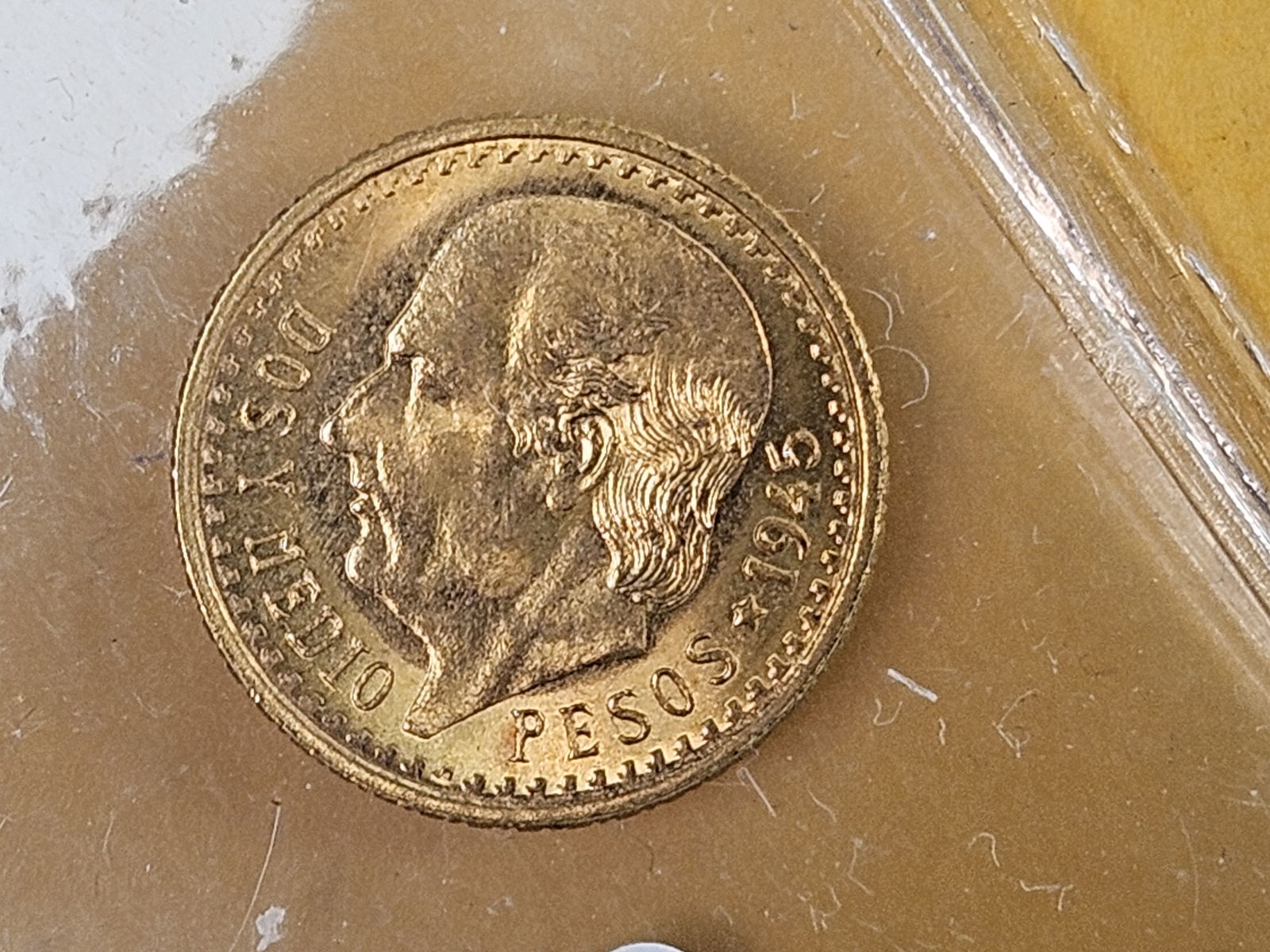 GOLD! GEM Brilliant Uncirculated 1945 Mexico Gold 2.5 pesos: KM # 463 