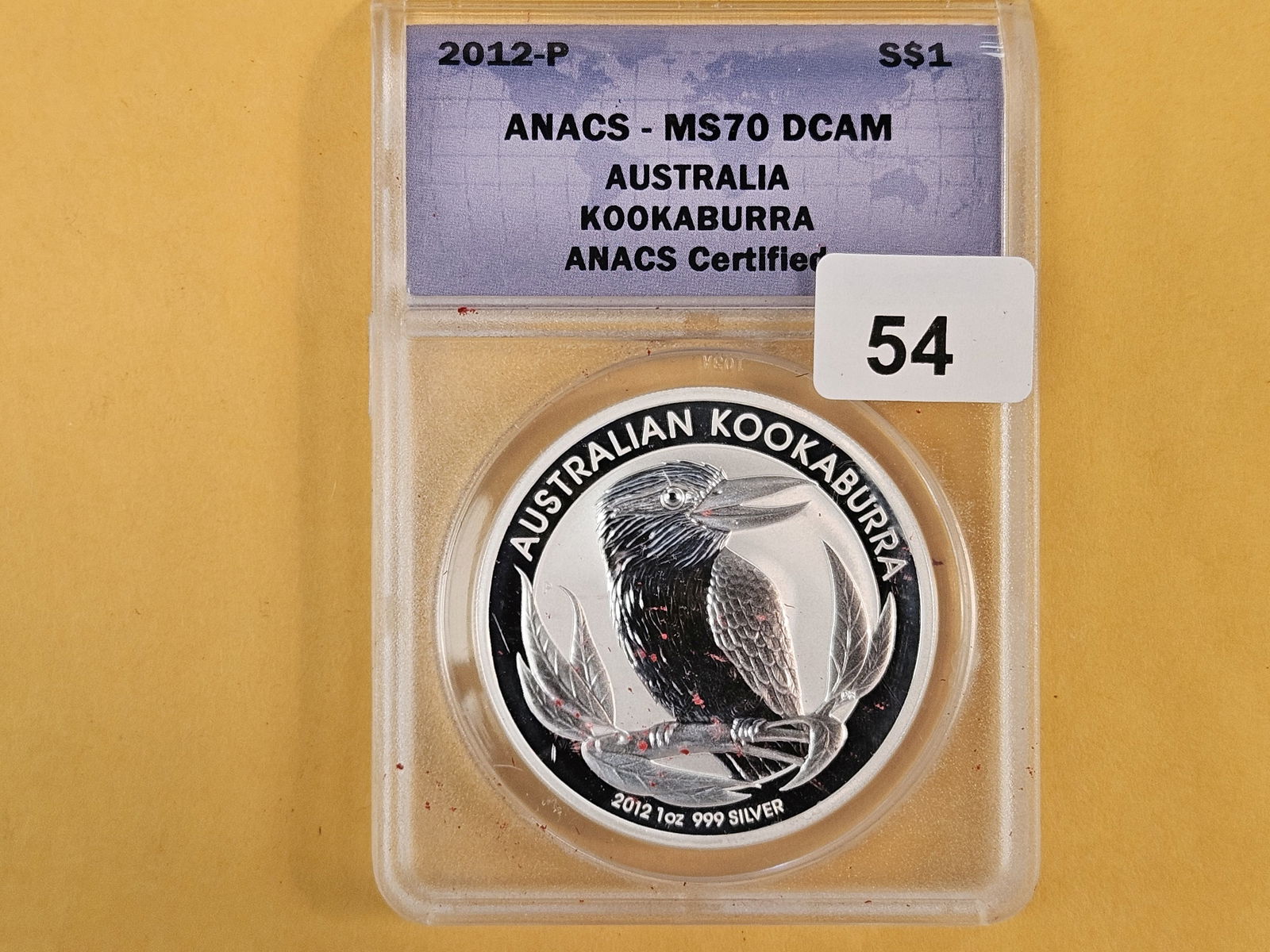 PERFECT! ANACS 2012-P Australia Silver Dollar in Mint State 70 Deep Cameo: Perfect Grade! Kookaburra 