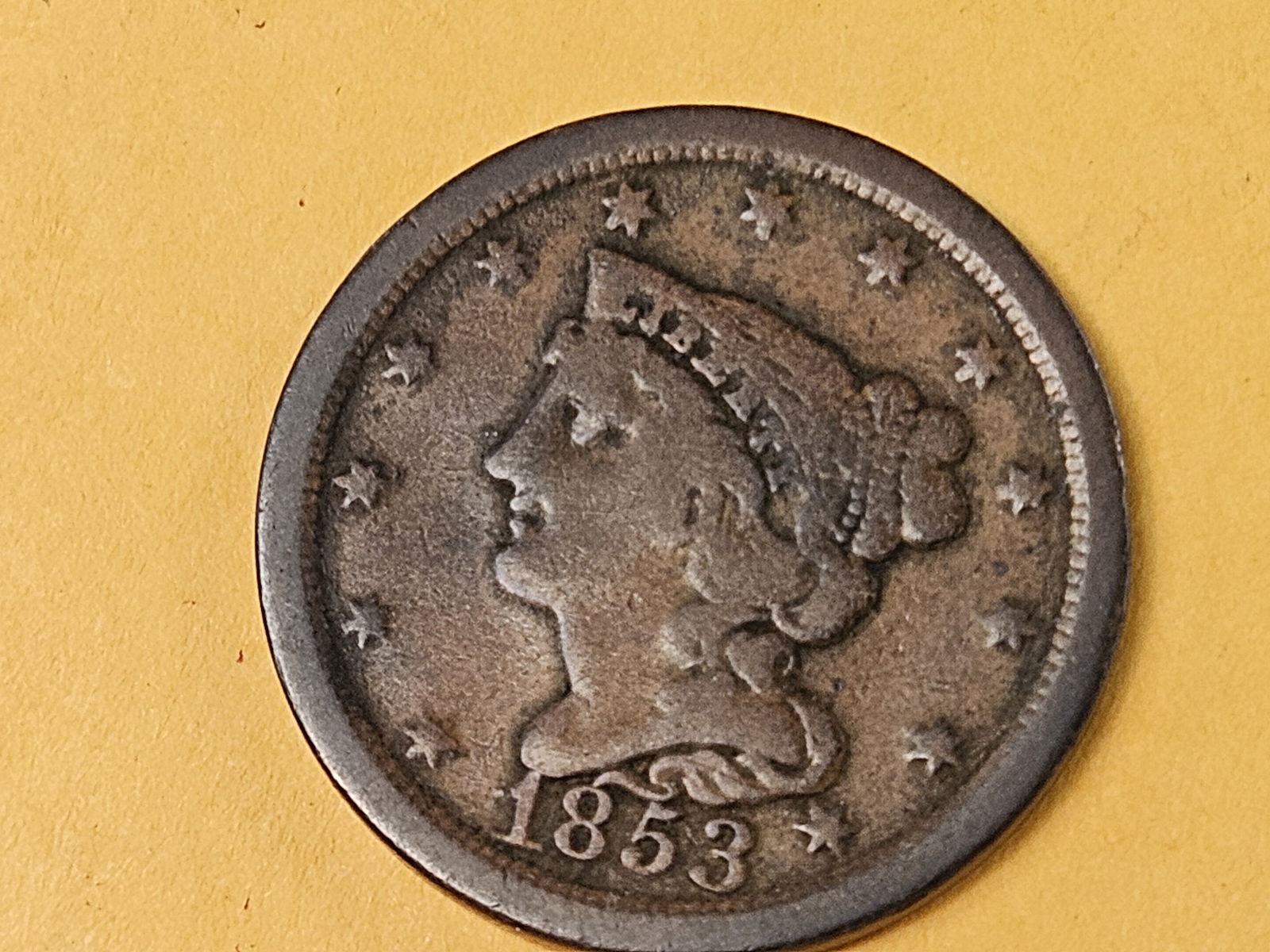 1853 Braided Hair Half Cent in Very Good (1 of 3)