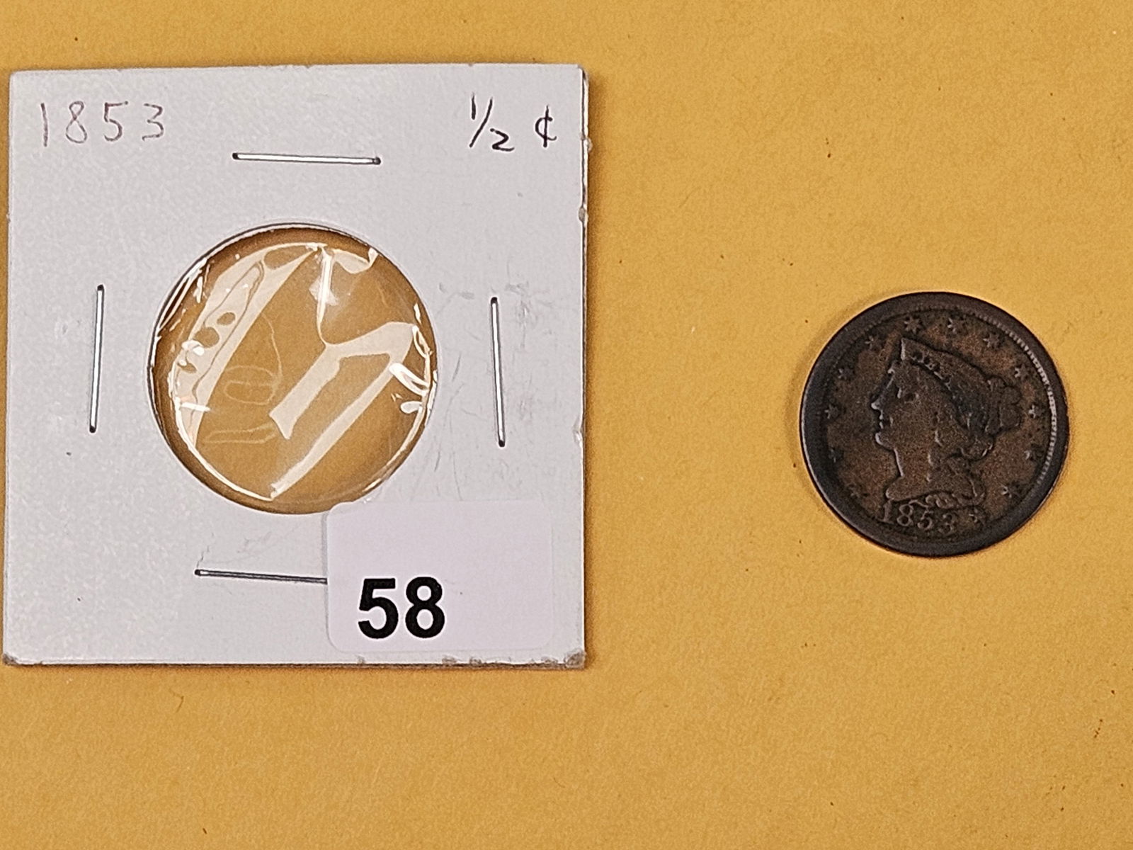 1853 Braided Hair Half Cent in Very Good - 2