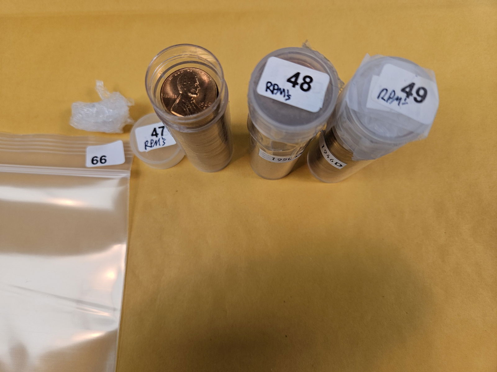 VARIETIES! Three Brilliant Uncirculated rolls of Lincoln Cents: From consignor. He noted they were all REPUNCHED MINT MARKS! Unchecked by us 