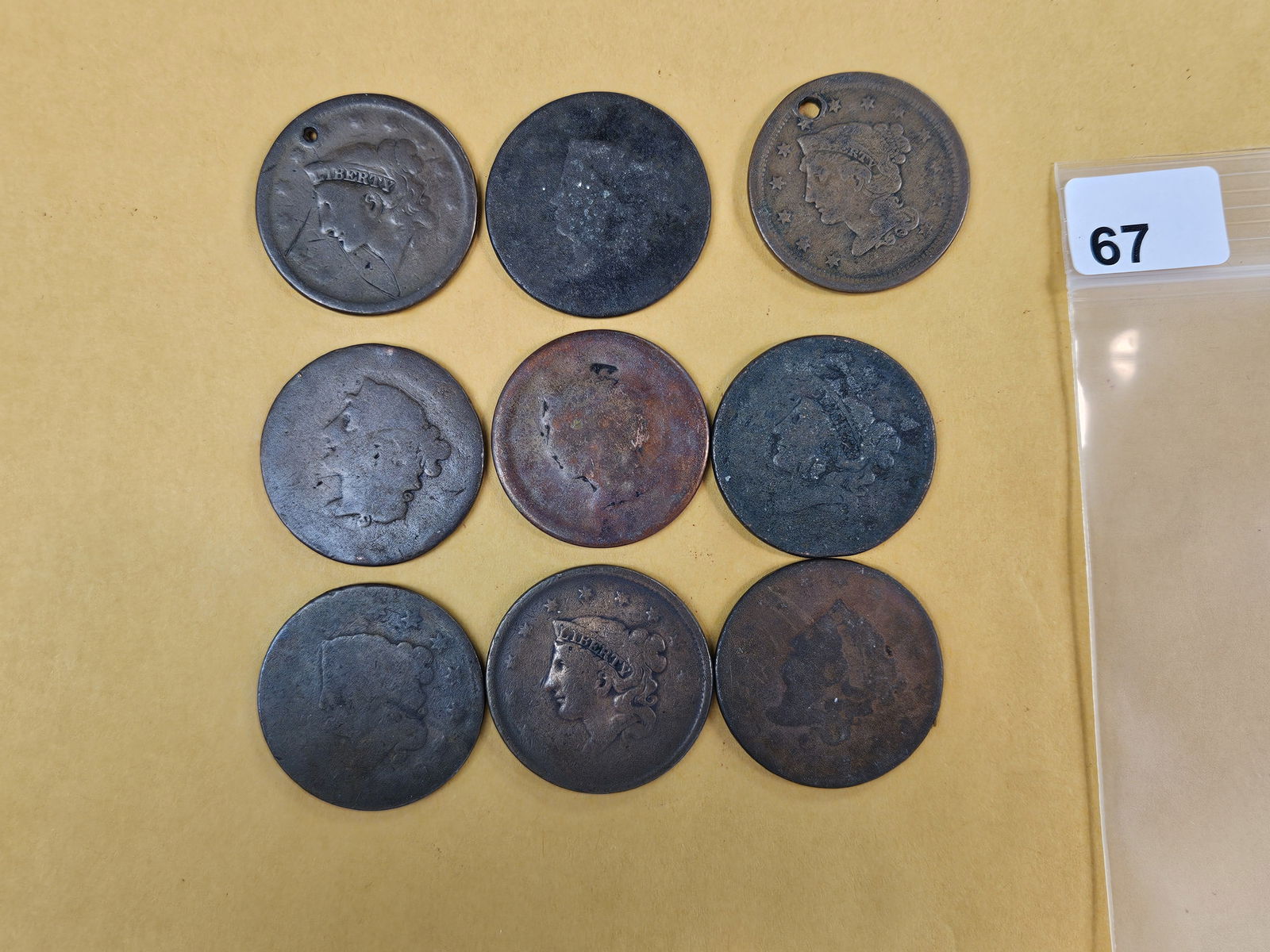 Nine mixed Large Cents (1 of 3)