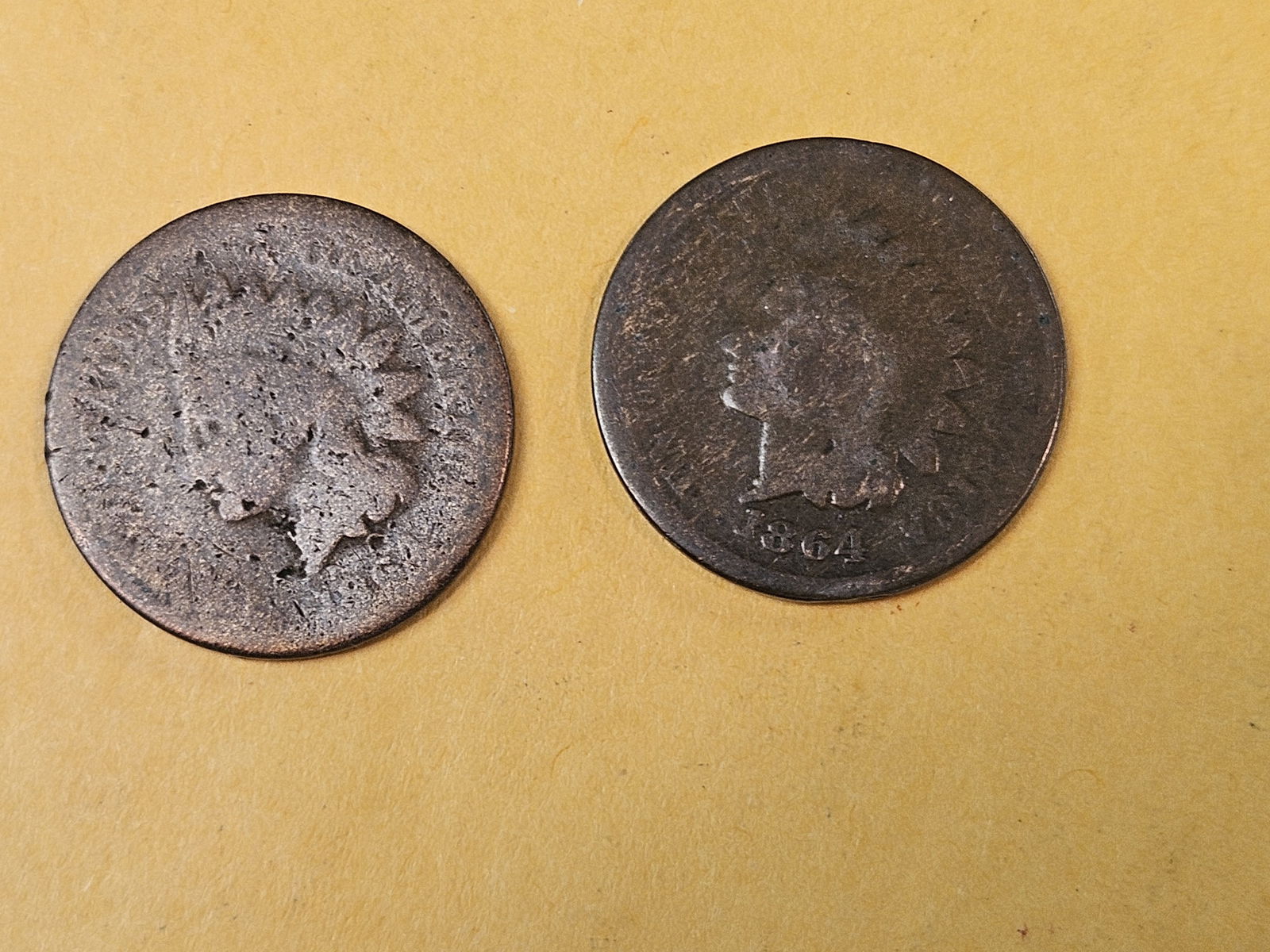 Two Semi-key 1864-L Indian Cents (1 of 3)