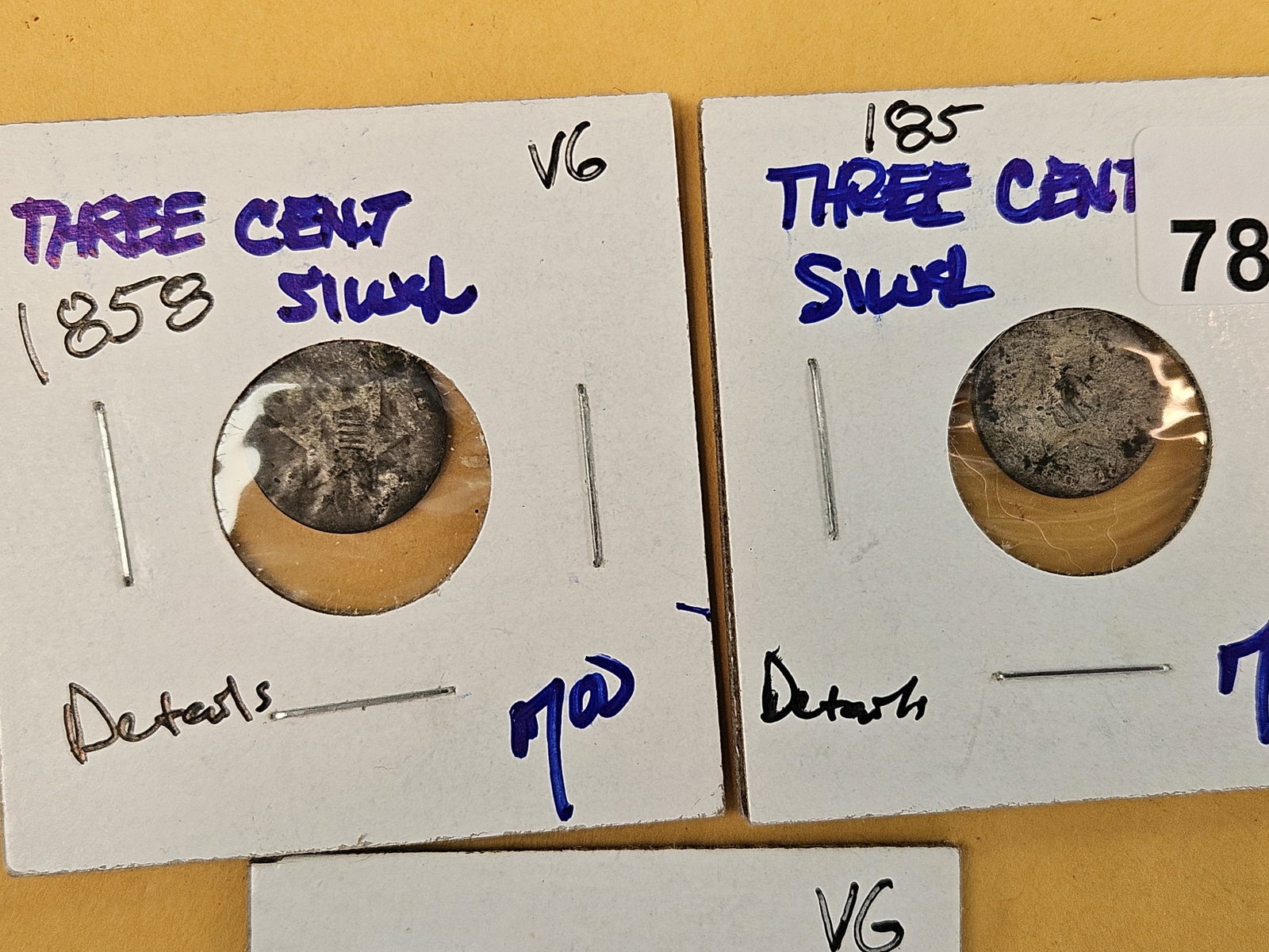 Three mixed 3-Cent Silver Trimes - 2