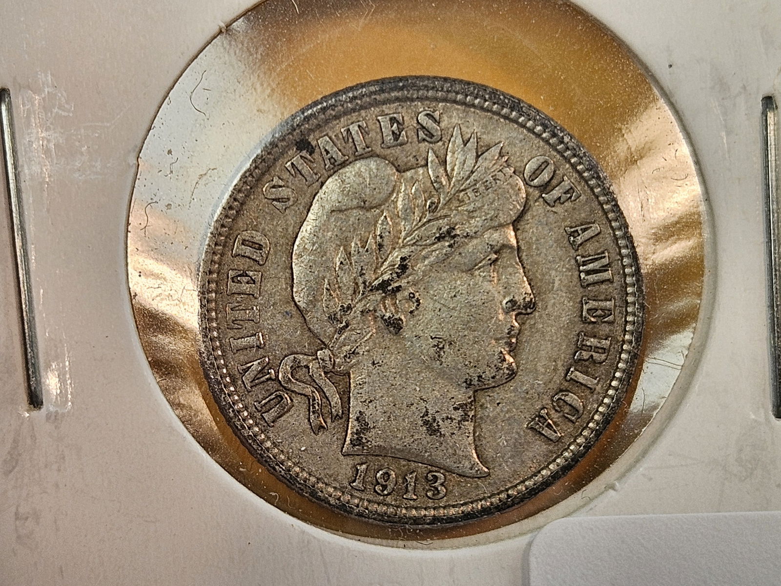 1913 silver Barber Dime in About Uncirculated - Plus - details (1 of 3)