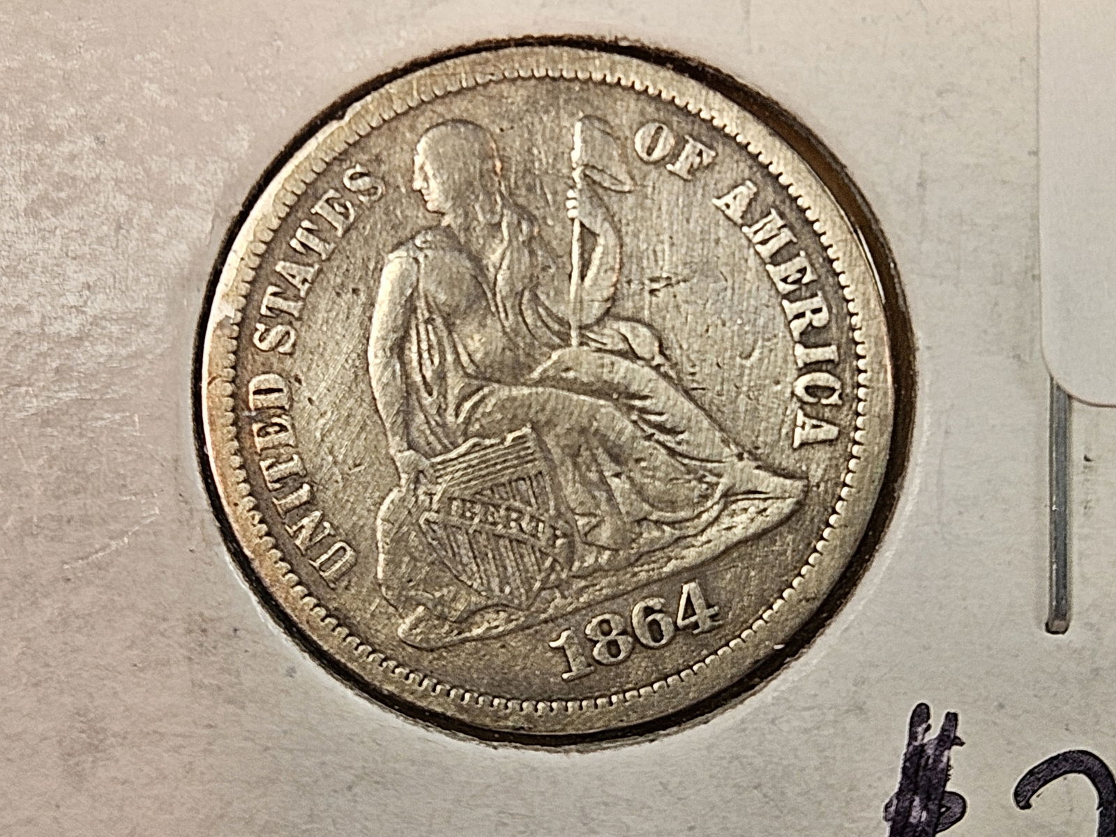 * Semi-Key * 1864-S Seated Liberty silver Dime: Civil War Issue! Grades in Very Fine - details 