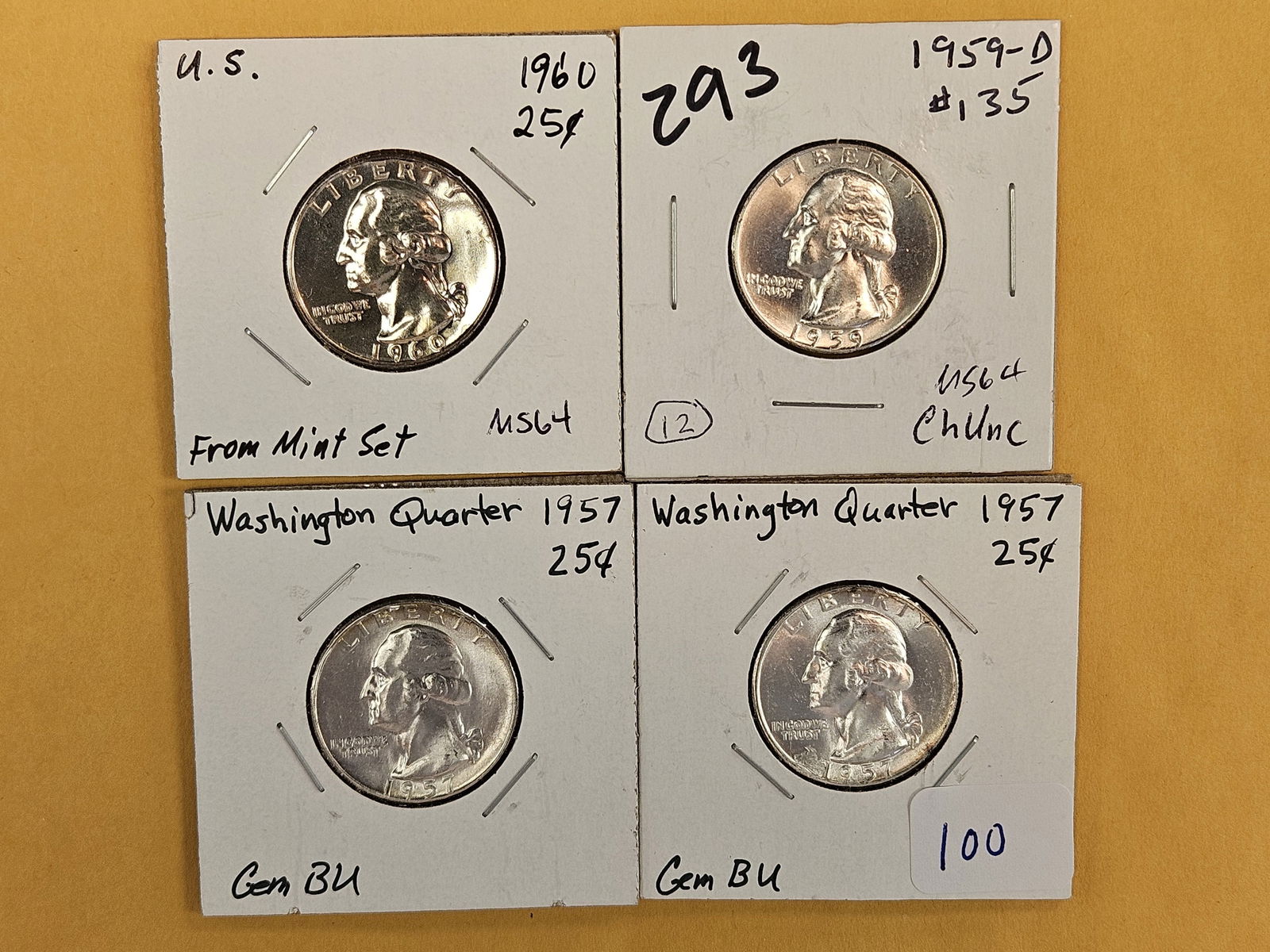 Four Choice to GEM Brilliant Uncirculated Washington silver Quarters (1 of 3)