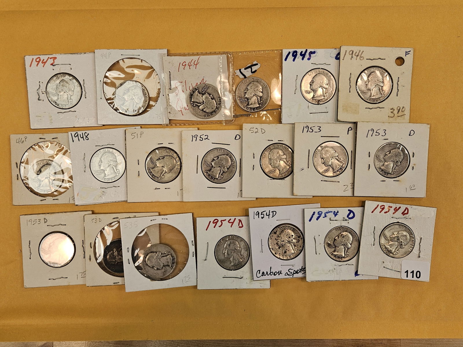 Twenty mixed silver Washington Quarters: Mixed dates and grades 