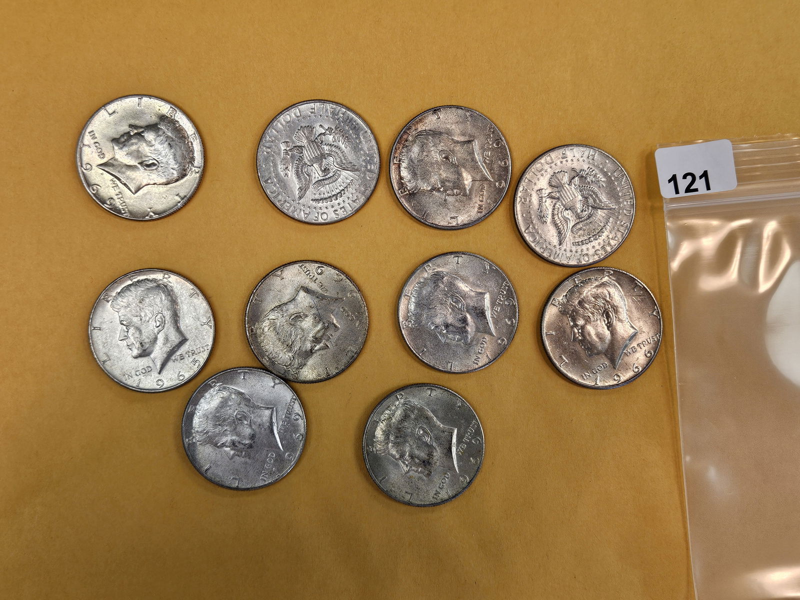 Ten mixed silver Kennedy Half Dollars (1 of 2)