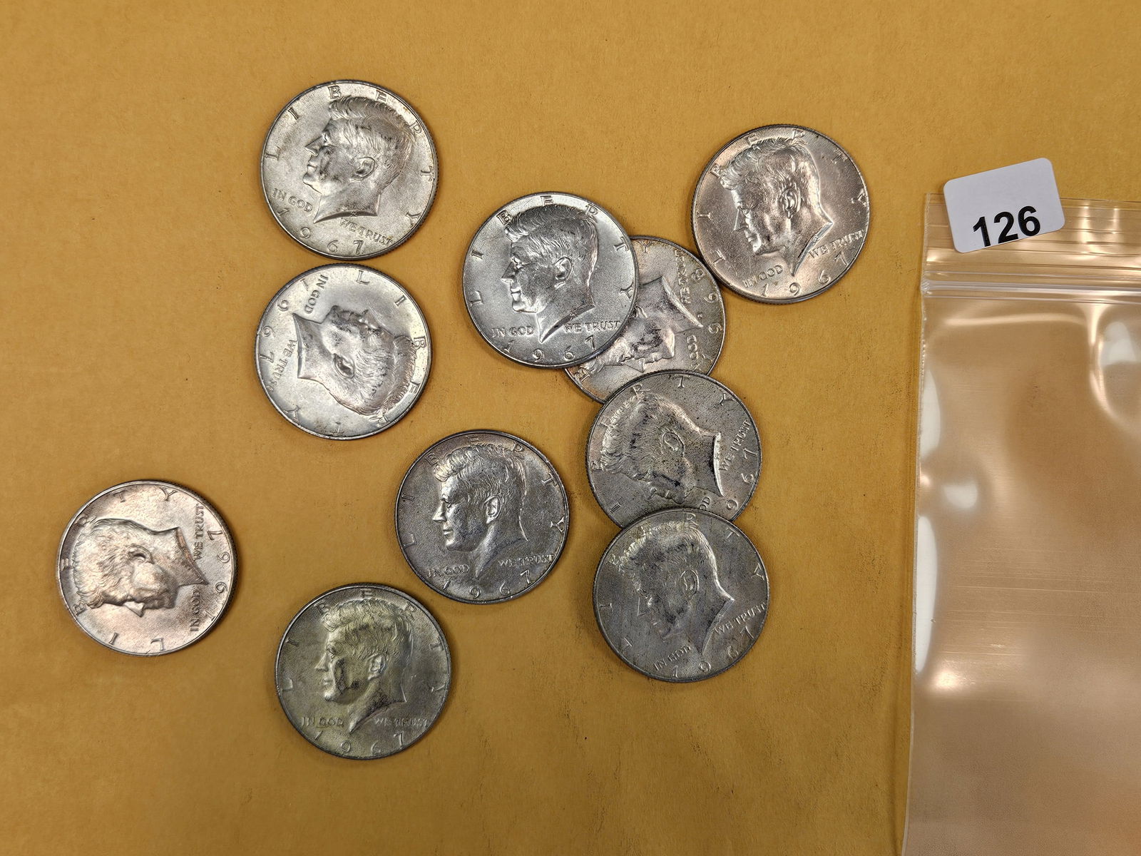 Ten mixed silver Kennedy Half Dollars: All 40% silvers 
