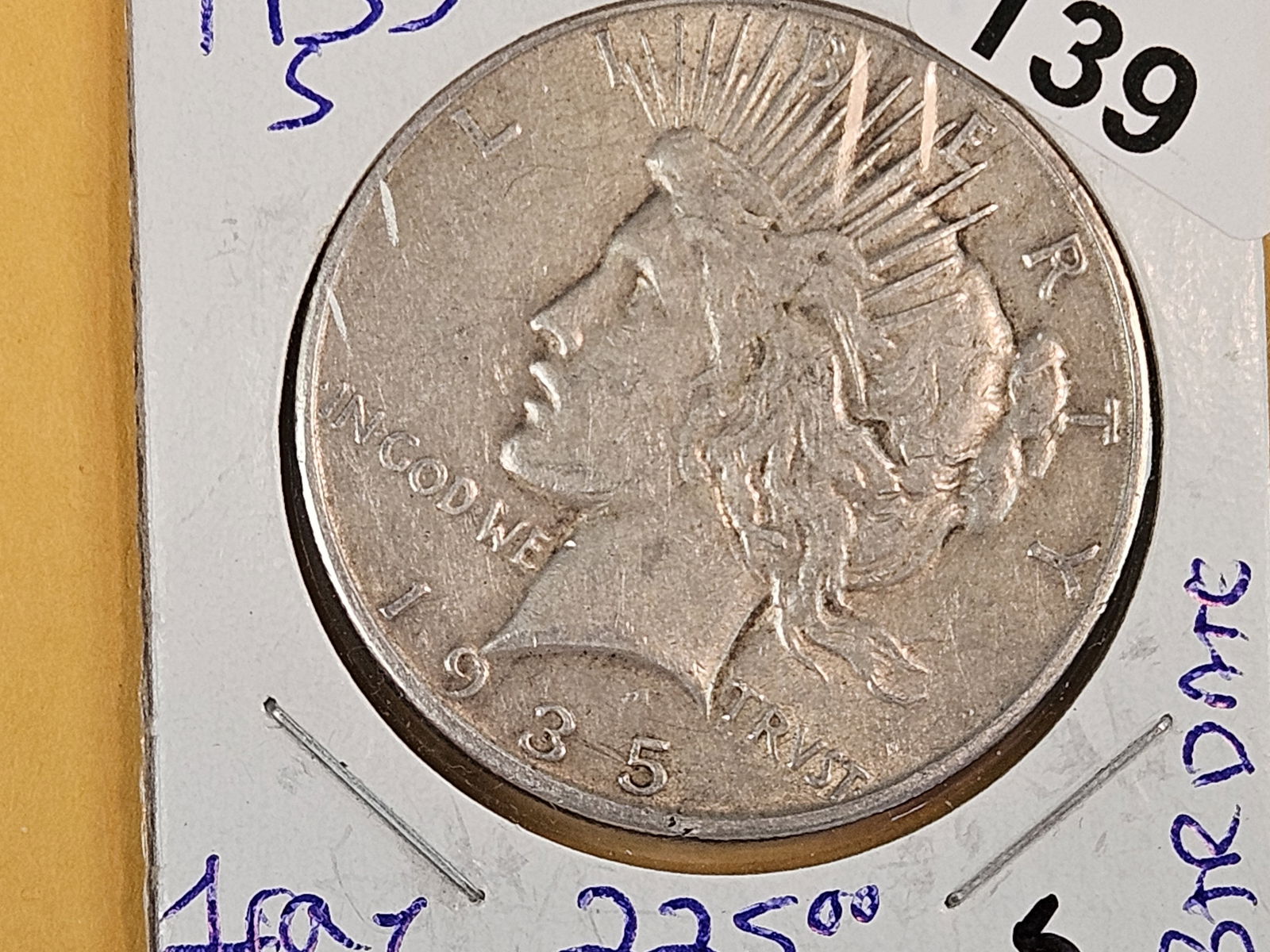 Better Date 1935-S Peace Silver Dollar: Lightly circulated 