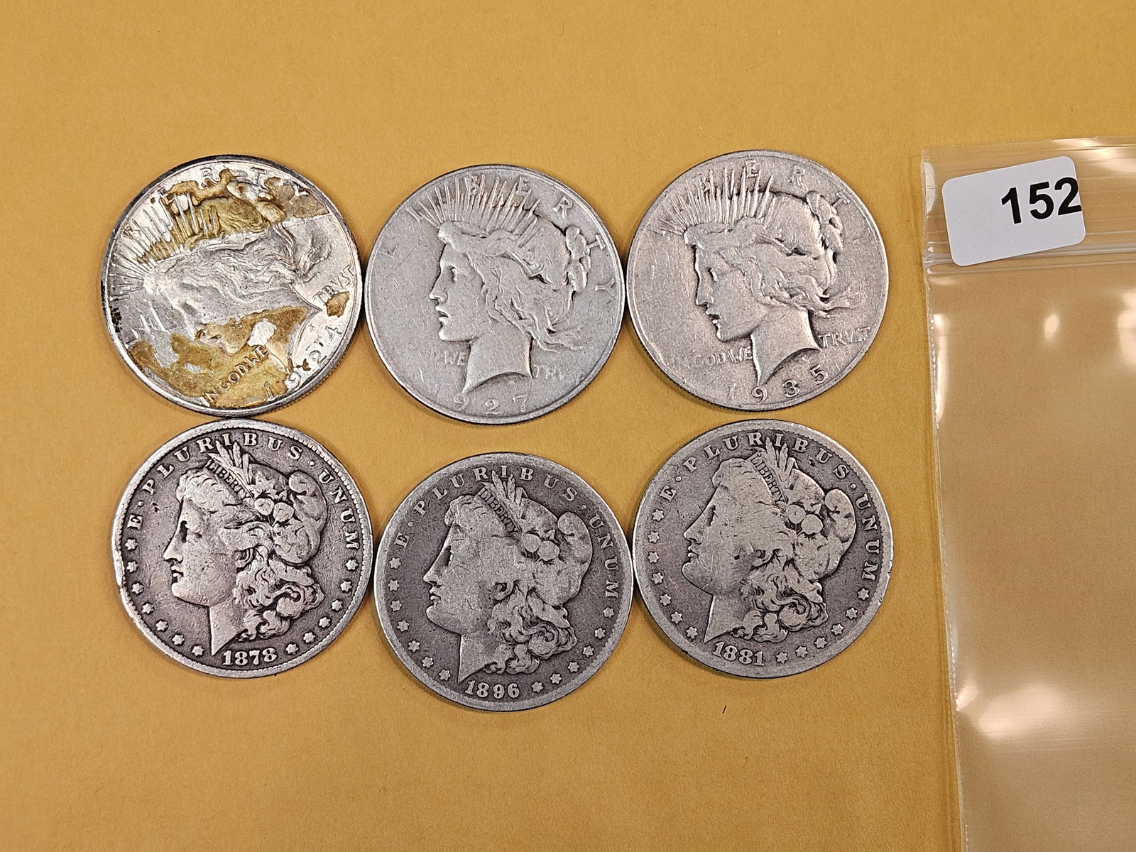 Six mixed Silver Dollars (1 of 2)