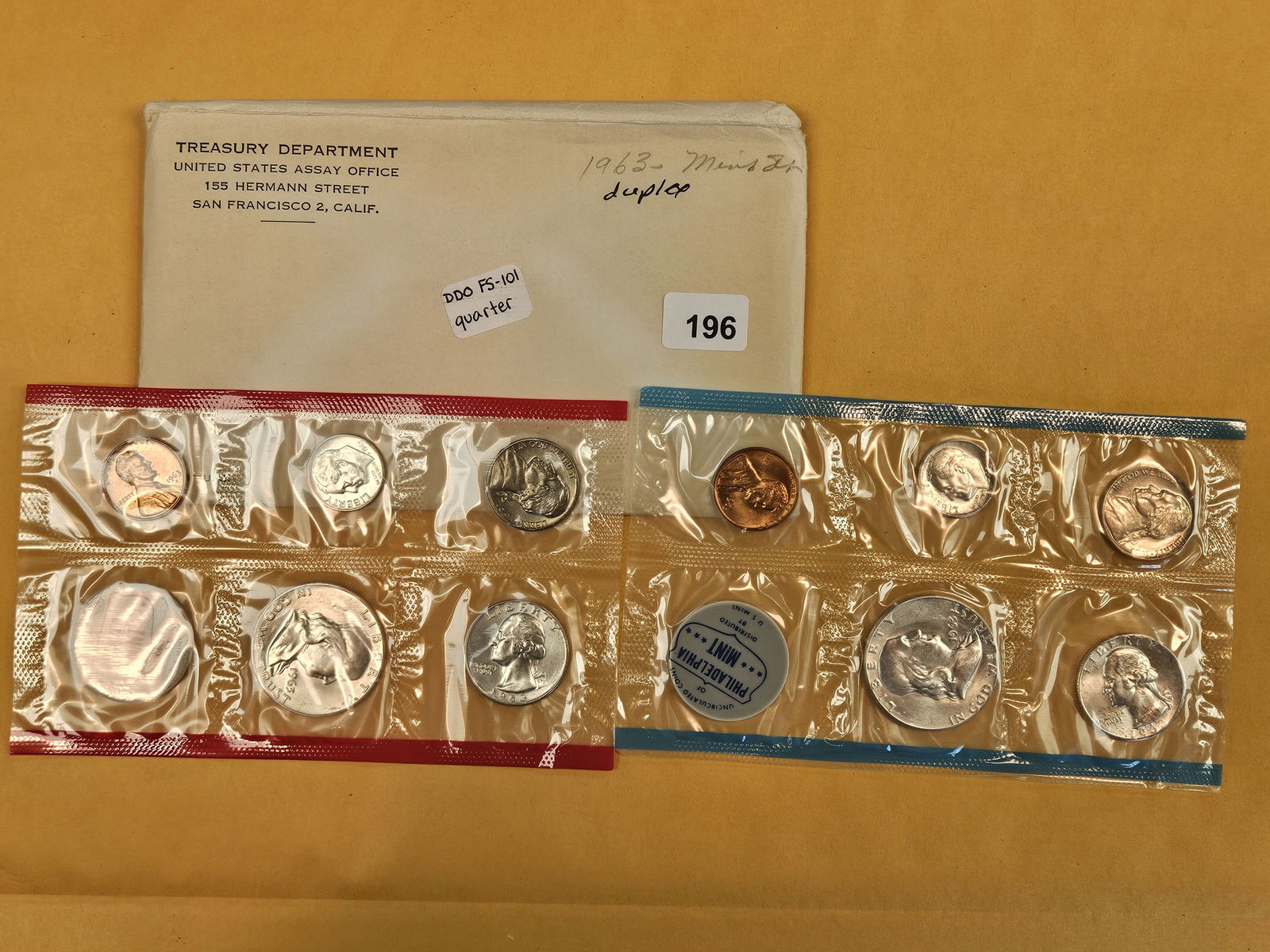 KEY VARIETY! GEM 1963 US SILVER Mint Set: In OGP. KEY Doubled Die Obverse Washington Quarter! Fivaz-Stanton FS-101! 