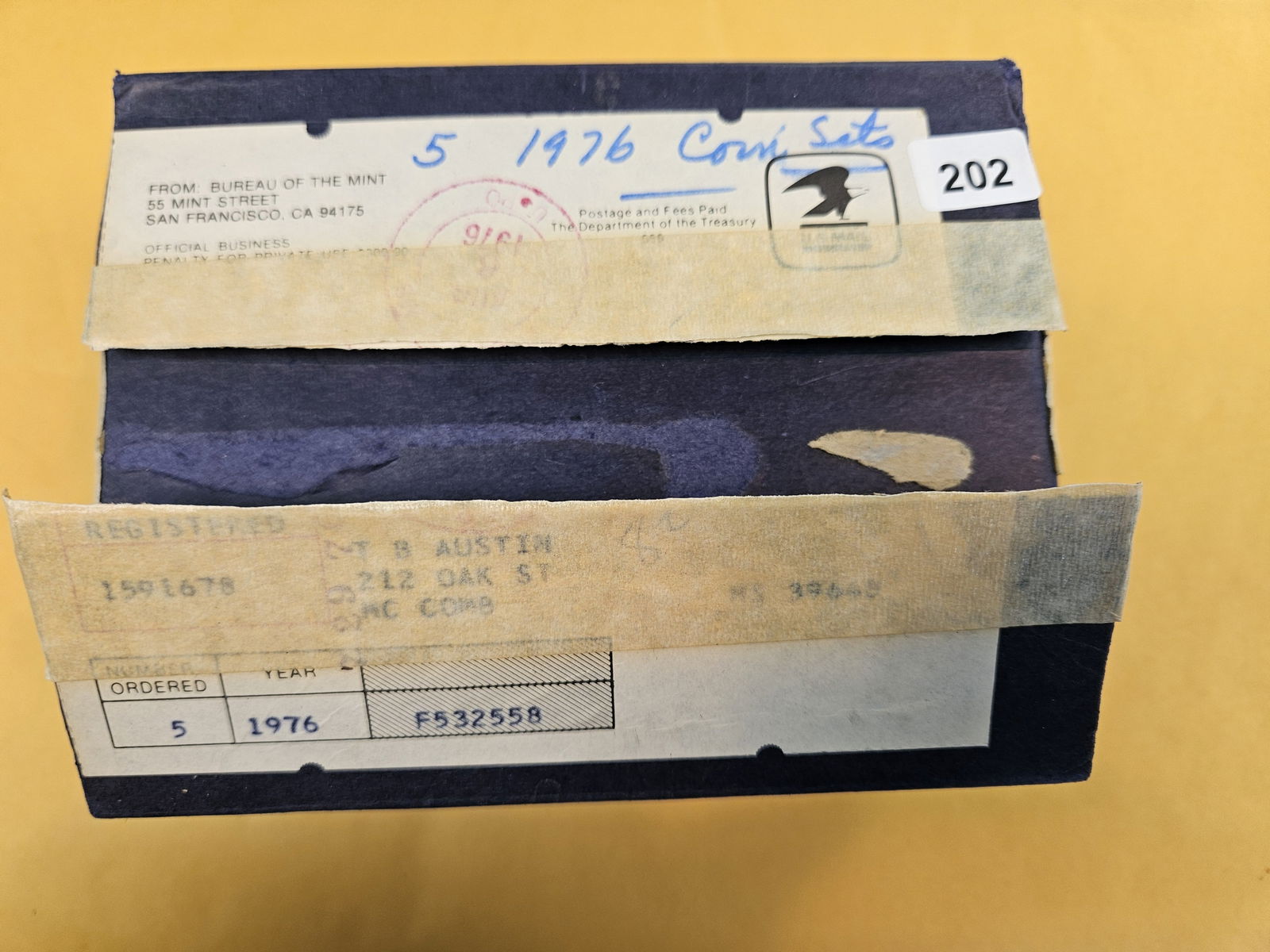 Five 1976 US Proof Sets: In original Shipping box! 