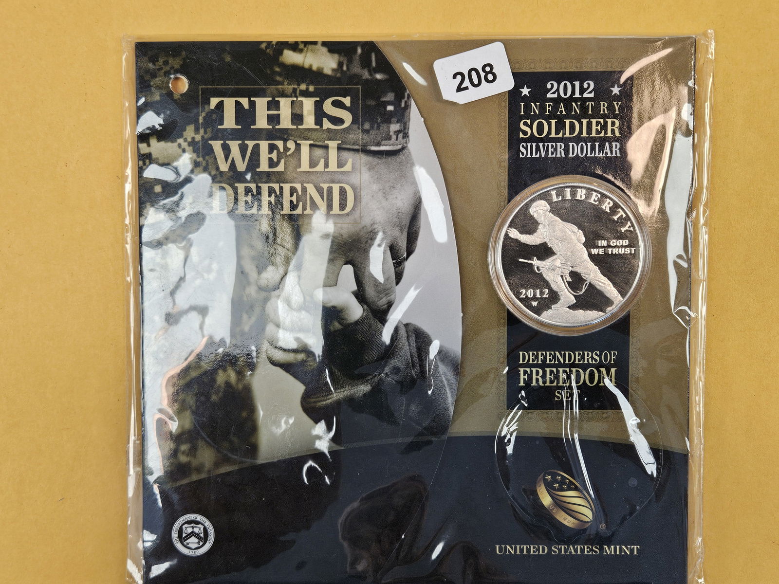 2012 GEM Proof Deep Cameo Infantry Soldier Commemorative Silver Dollar: In original government packaging with certificate of authenticity 