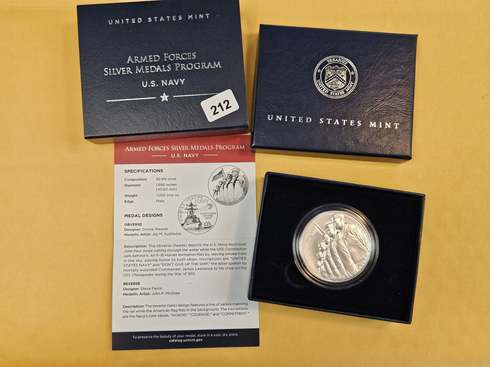 Armed Forces SILVER Medal Program US NAVY: In original government packaging with certificate of authenticity 
