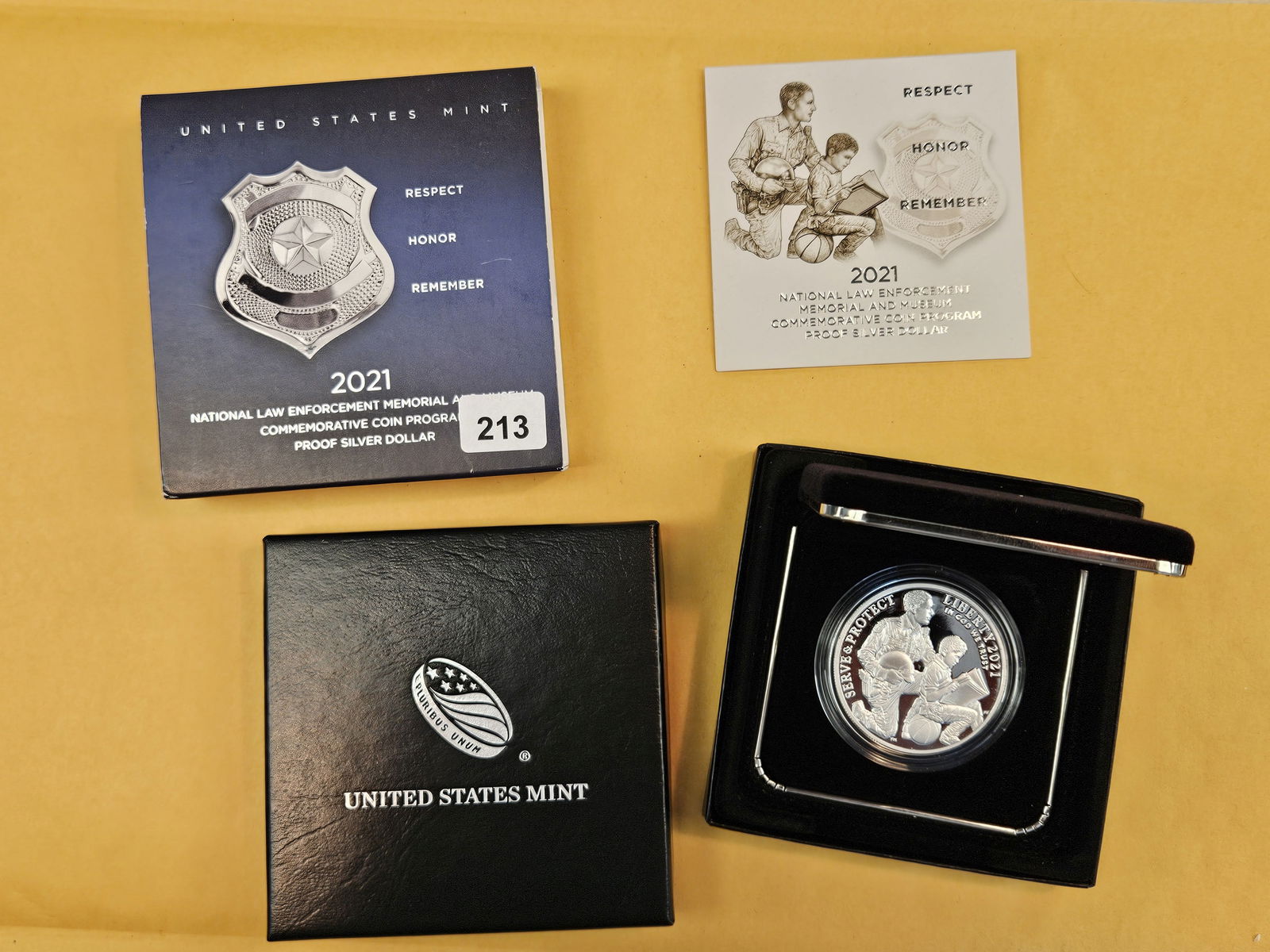2021 GEM Proof Deep Cameo National Law Enforcement Commemorative Silver Dollar: In original government packaging with certificate of authenticity 