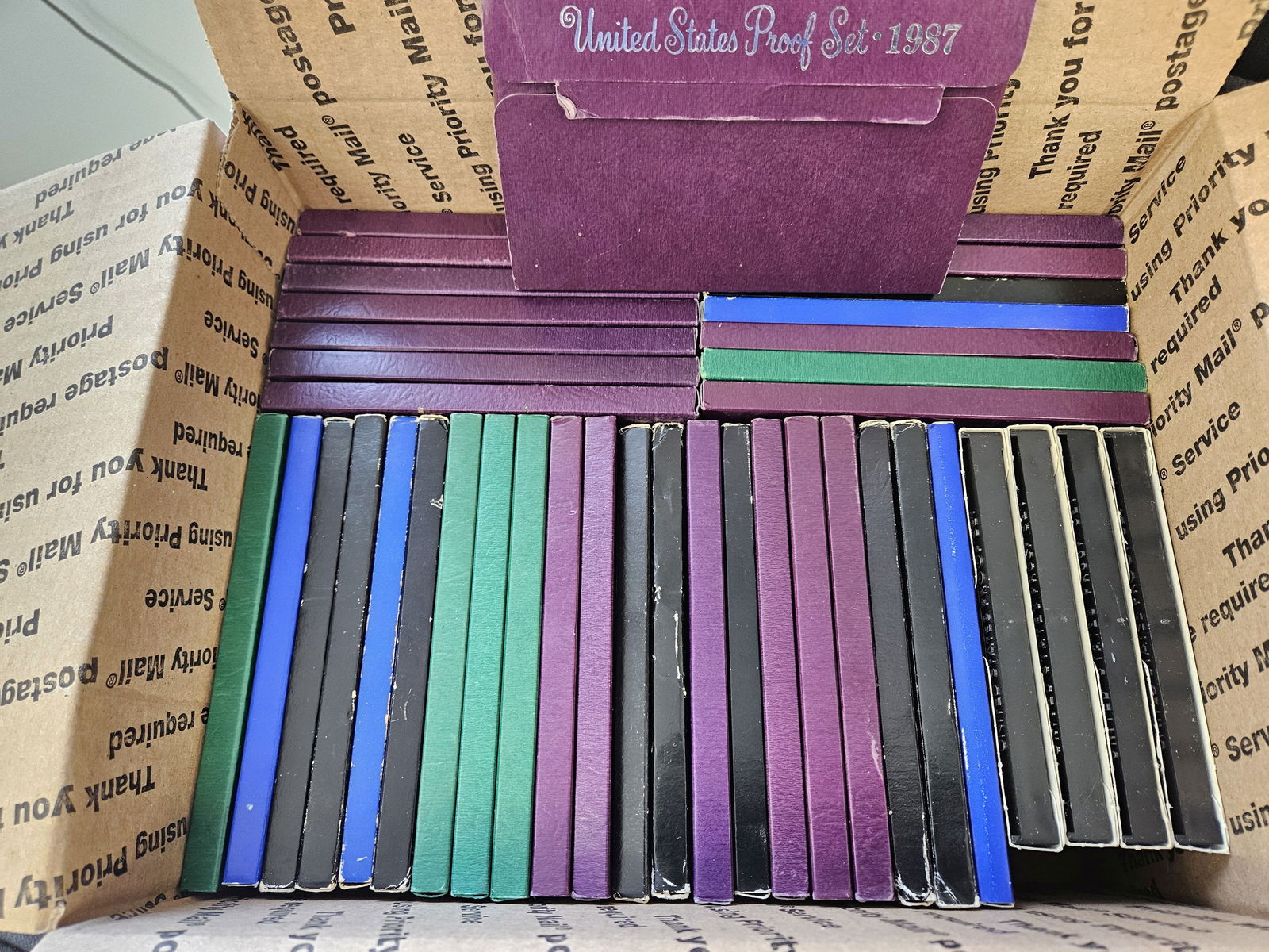 FORTY US Proof Sets: Most in OGP. Probably duplicates. Ships separately in a Flat Rate Medium Box. No combined shipping 