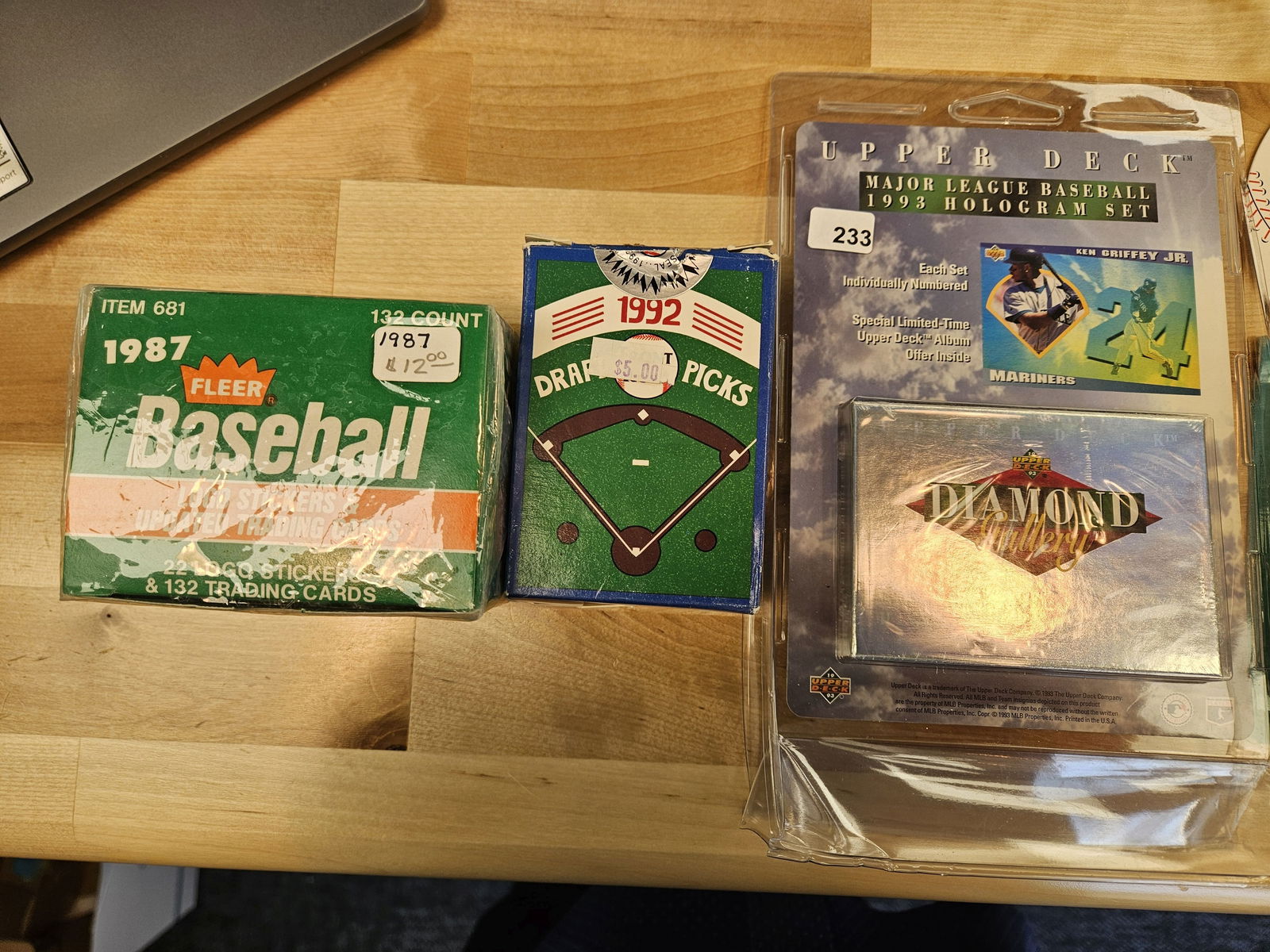 BASEBALL CARDS!: Five smaller packs. One is opened. Rest are sealed shut 