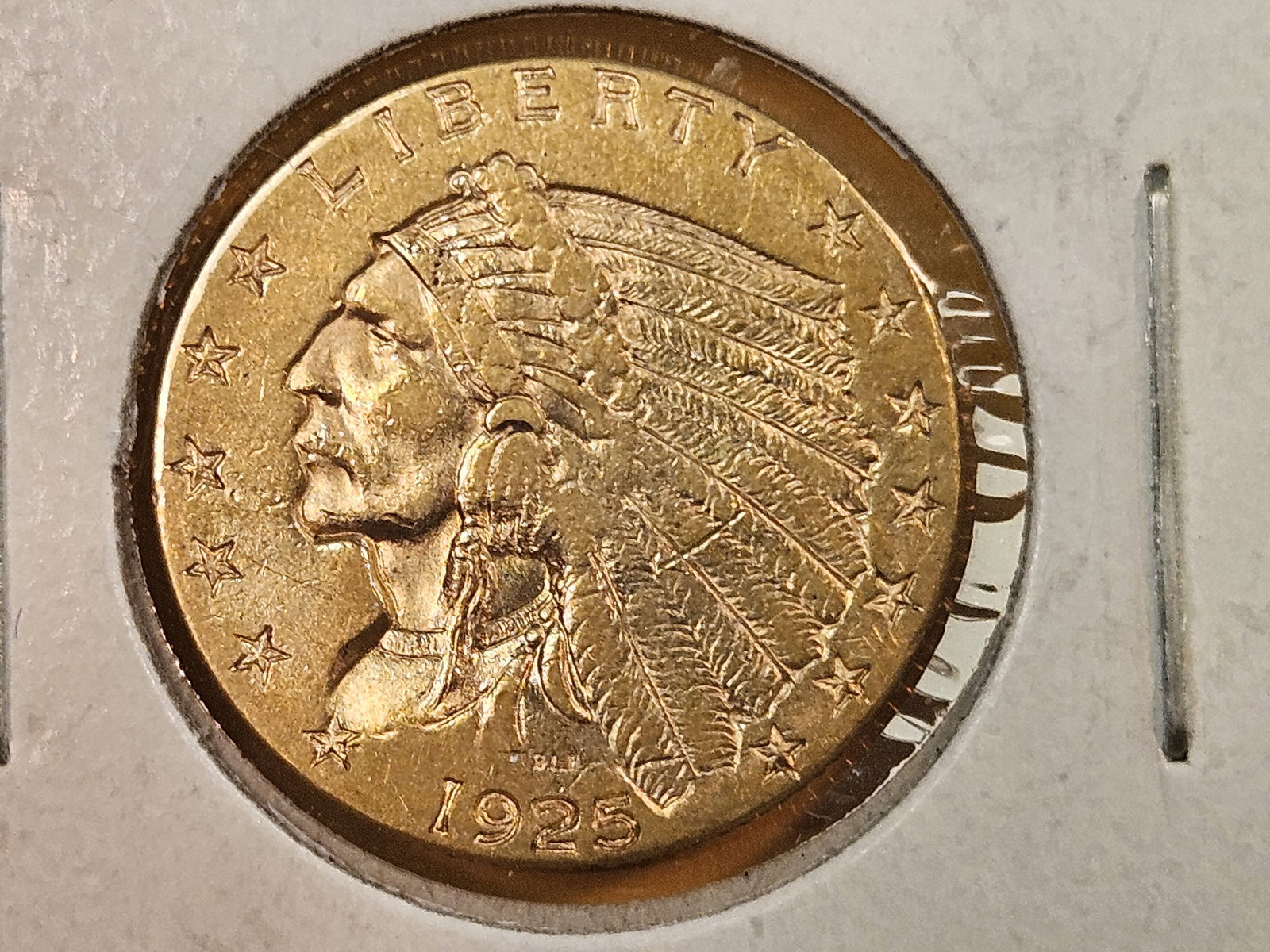GOLD! Brilliant About Uncirculated 1925-D Indian Head Gold $2.5 Dollars: Quarter Eagle 