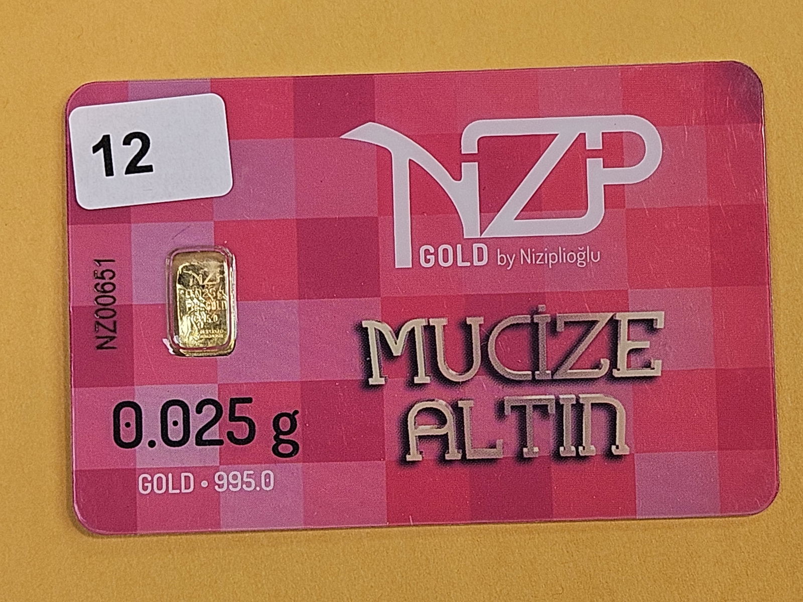 GOLD! NZP Turkey .995 fine gold bar in Assay Holder - 2