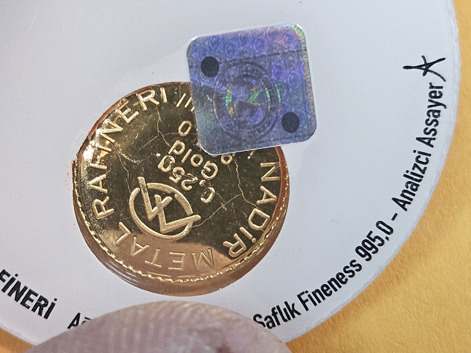 GOLD! NADIR Gold .995 Gold bar in Assay Holder - 4