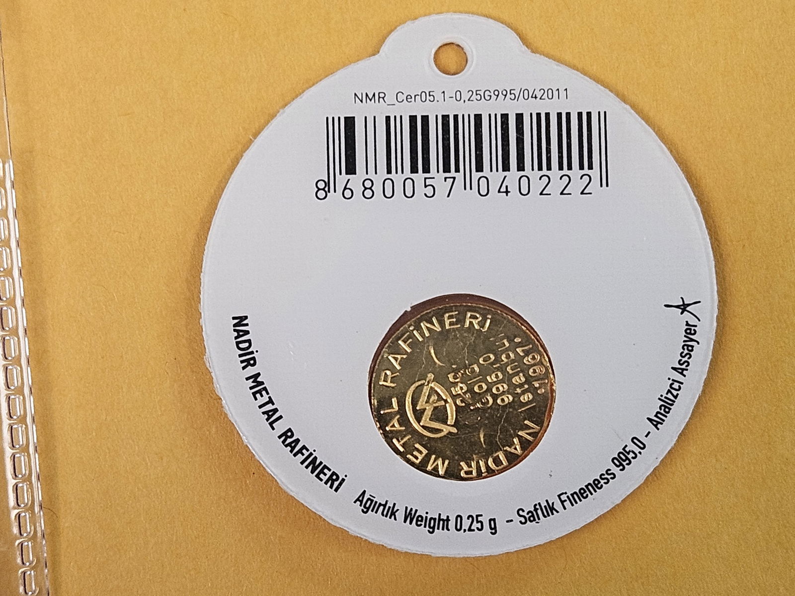 GOLD! NADIR Gold .995 Gold bar in Assay Holder - 3