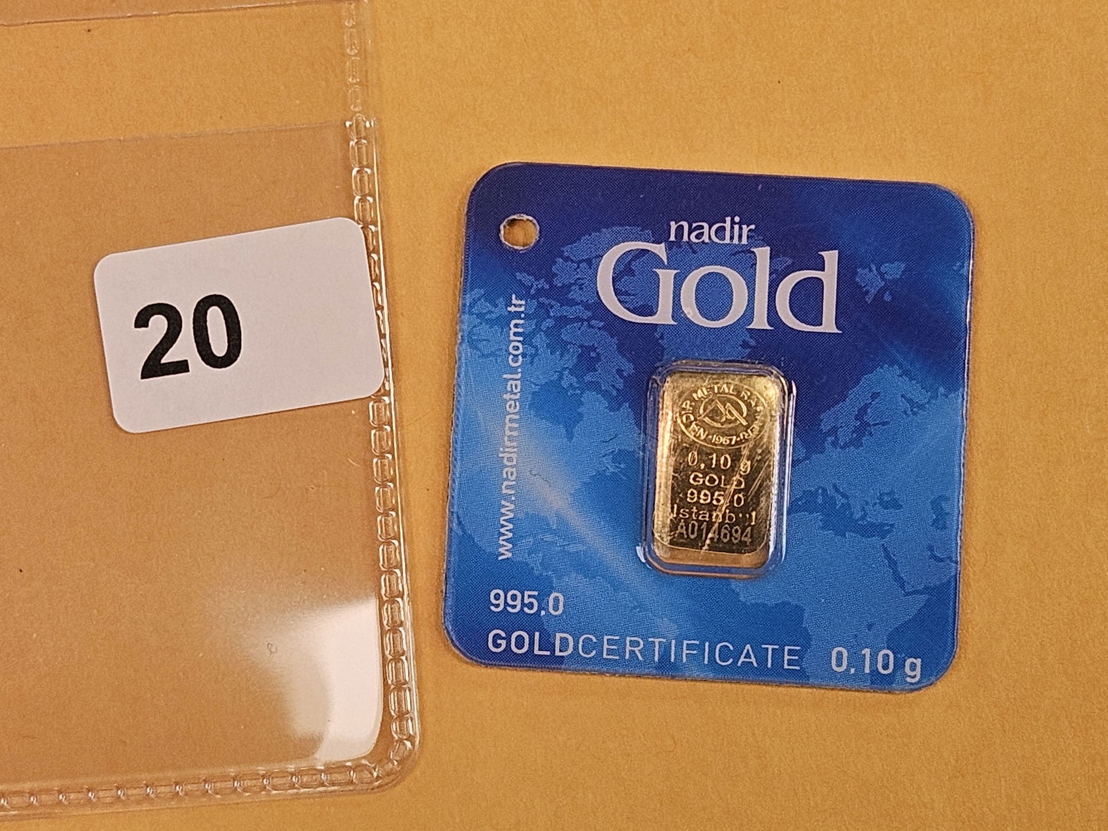 GOLD! NADIR Gold .995 Gold bar in Assay Holder - 2
