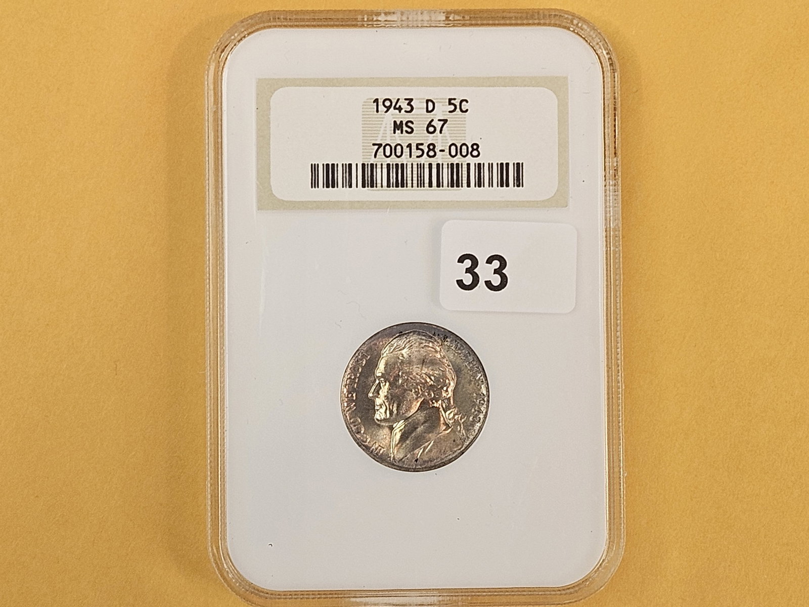Superb GEM! NGC 1943-D silver Wartime Jefferson Nickel in Mint State 67 - 2