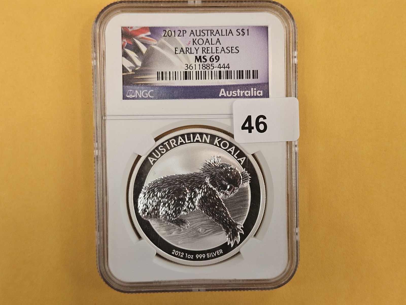 NGC 2012-P Australia silver Dollar in Mint State 69: Koala