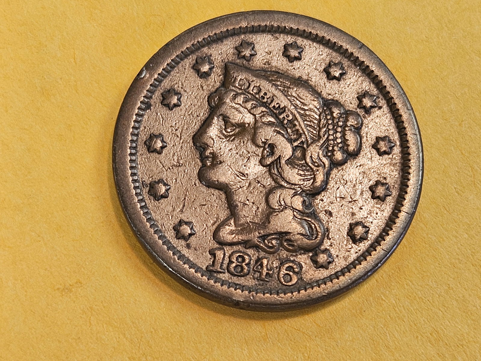 1846 Braided hair Large Cent in Very Fine (1 of 4)