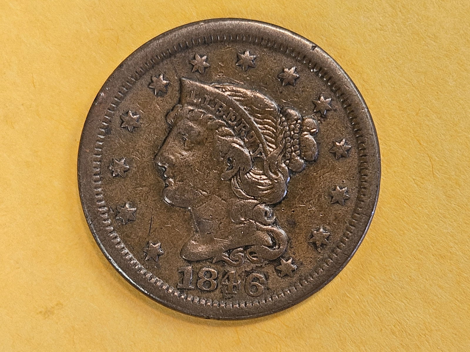 1846 Braided hair Large Cent in Very Fine - 3