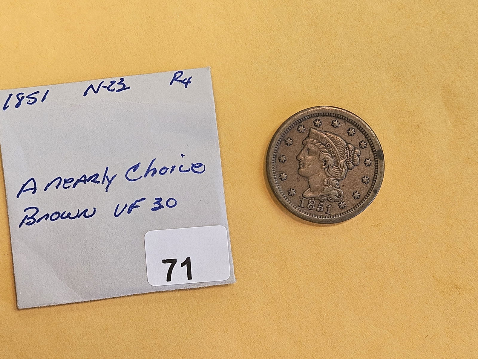 1851 Braided Hair Large Cent in Very Fine plus - 2