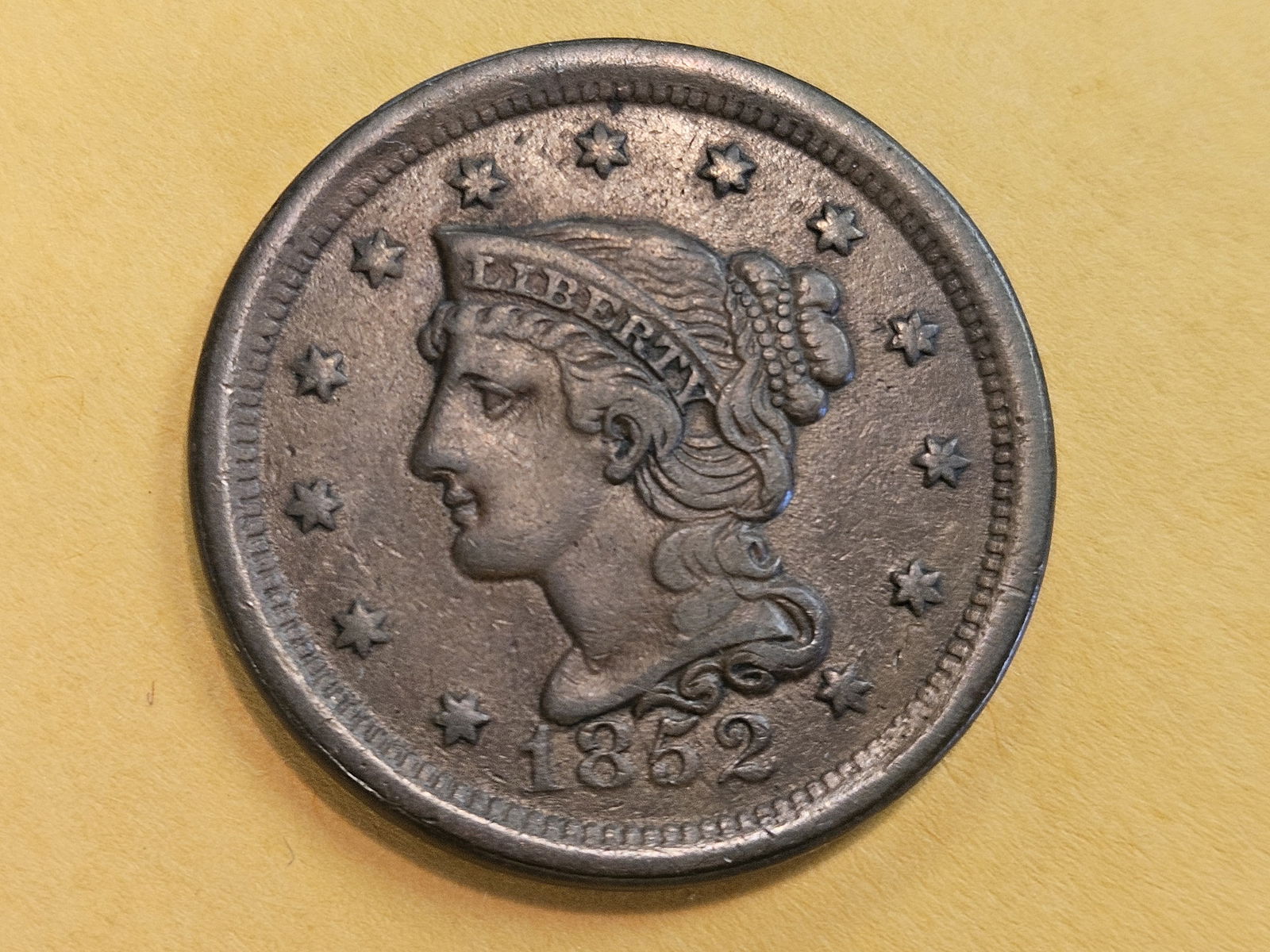 1852 Braided Hair Large Cent in Very Fine plus - 3