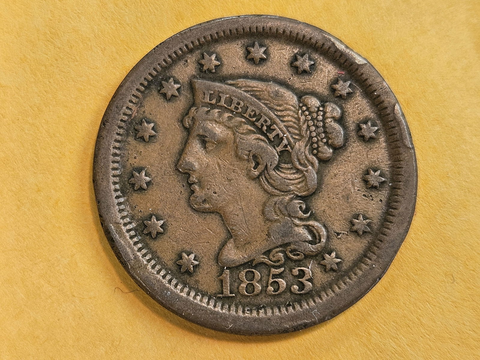 1853 Braided Hair Large Cent in Very Fine (1 of 5)
