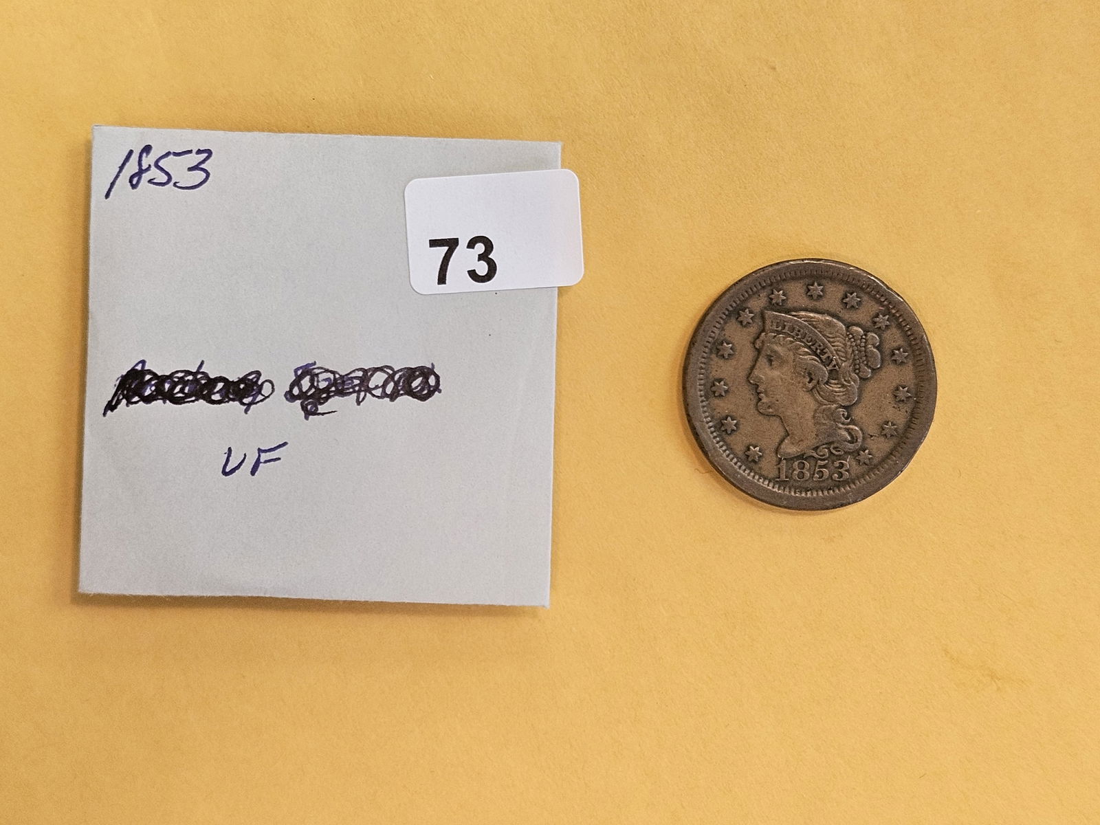 1853 Braided Hair Large Cent in Very Fine - 2