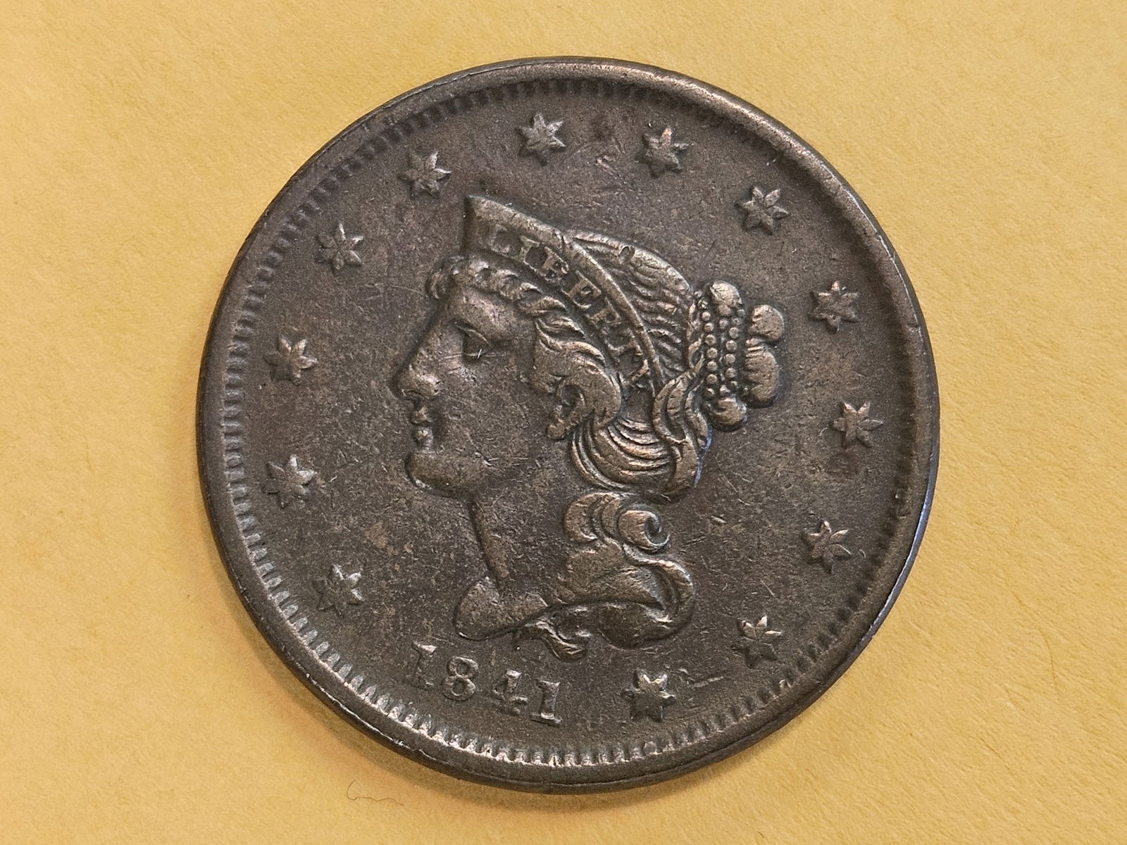 1841 Braided Hair Large Cent in Very Fine plus - 3