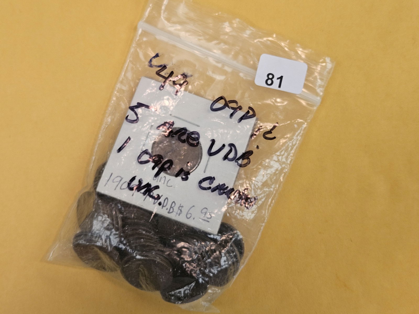 Forty-nine first year issue 1909 Wheat cents: Five are VDB. From dealer. Unchecked by us 