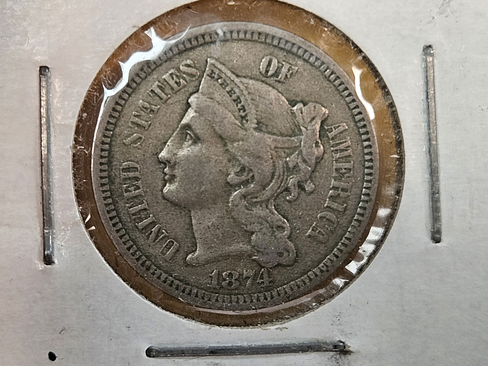 1874 Three Cent Nickel in Extra Fine plus (1 of 5)