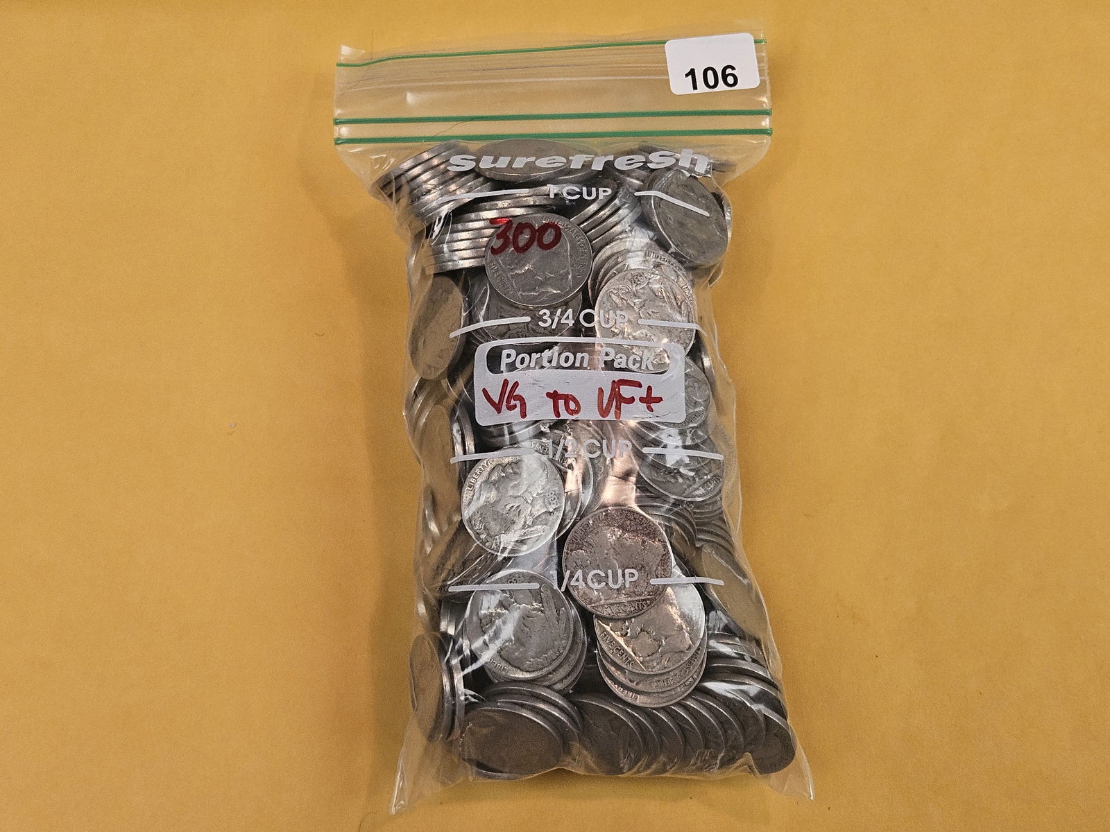 THREE HUNDRED Buffalo Nickels: All in Very Good to Very Fine plus 