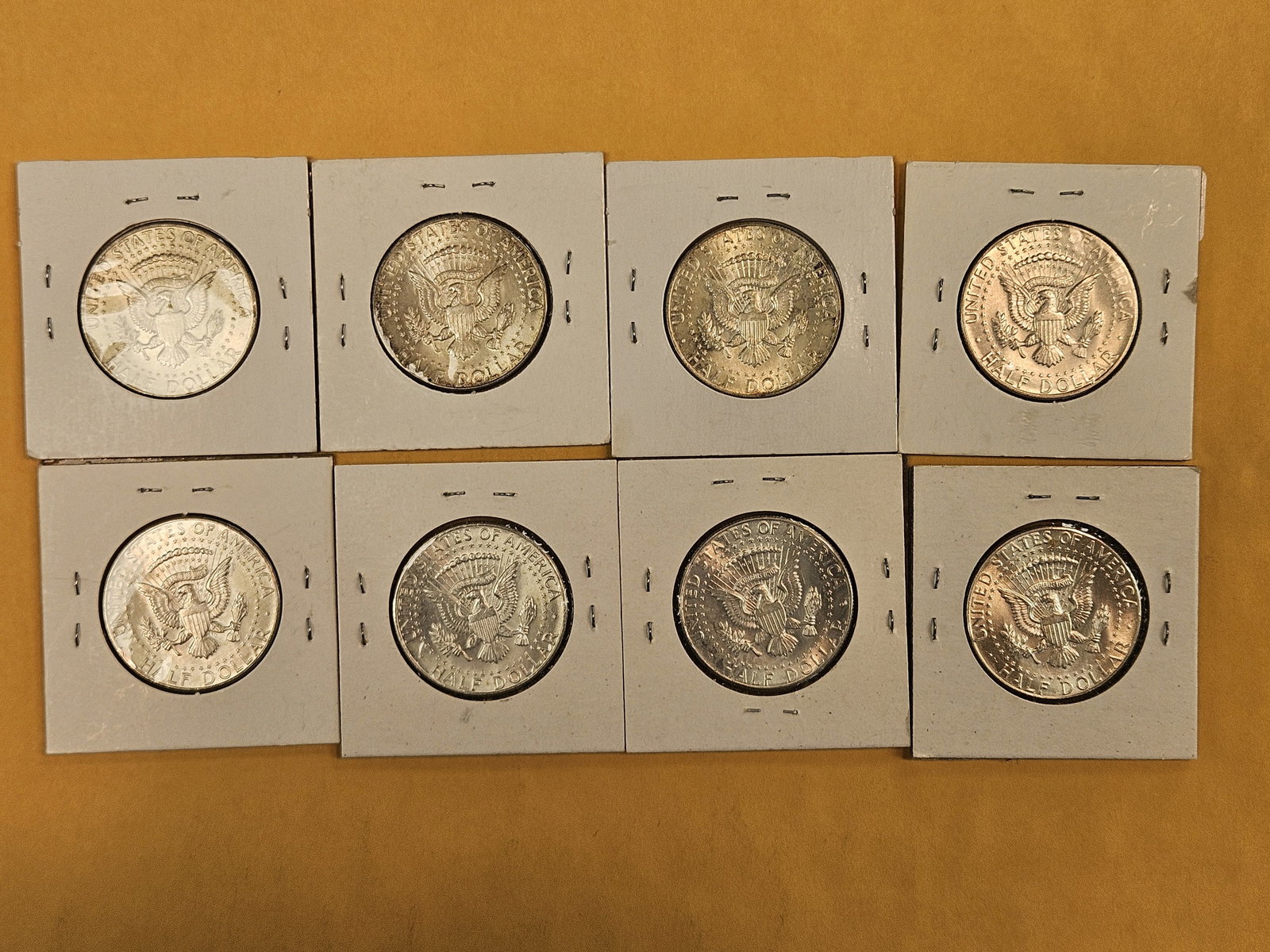 Eight 1964 Kennedy silver half dollars - 2